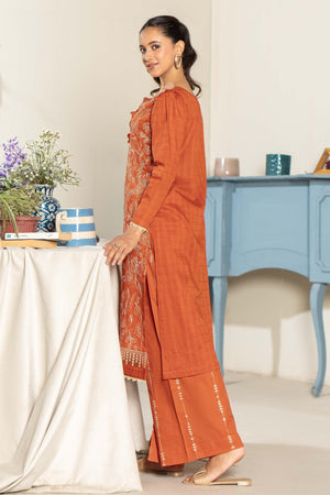 Unstitched Orange Embroidered Lawn 2 Piece - SafaNoor