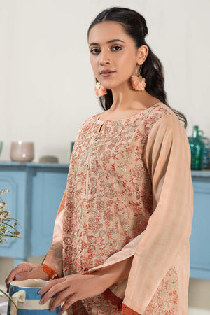 Unstitched Peach Embroidered Lawn 2 Piece - SafaNoor
