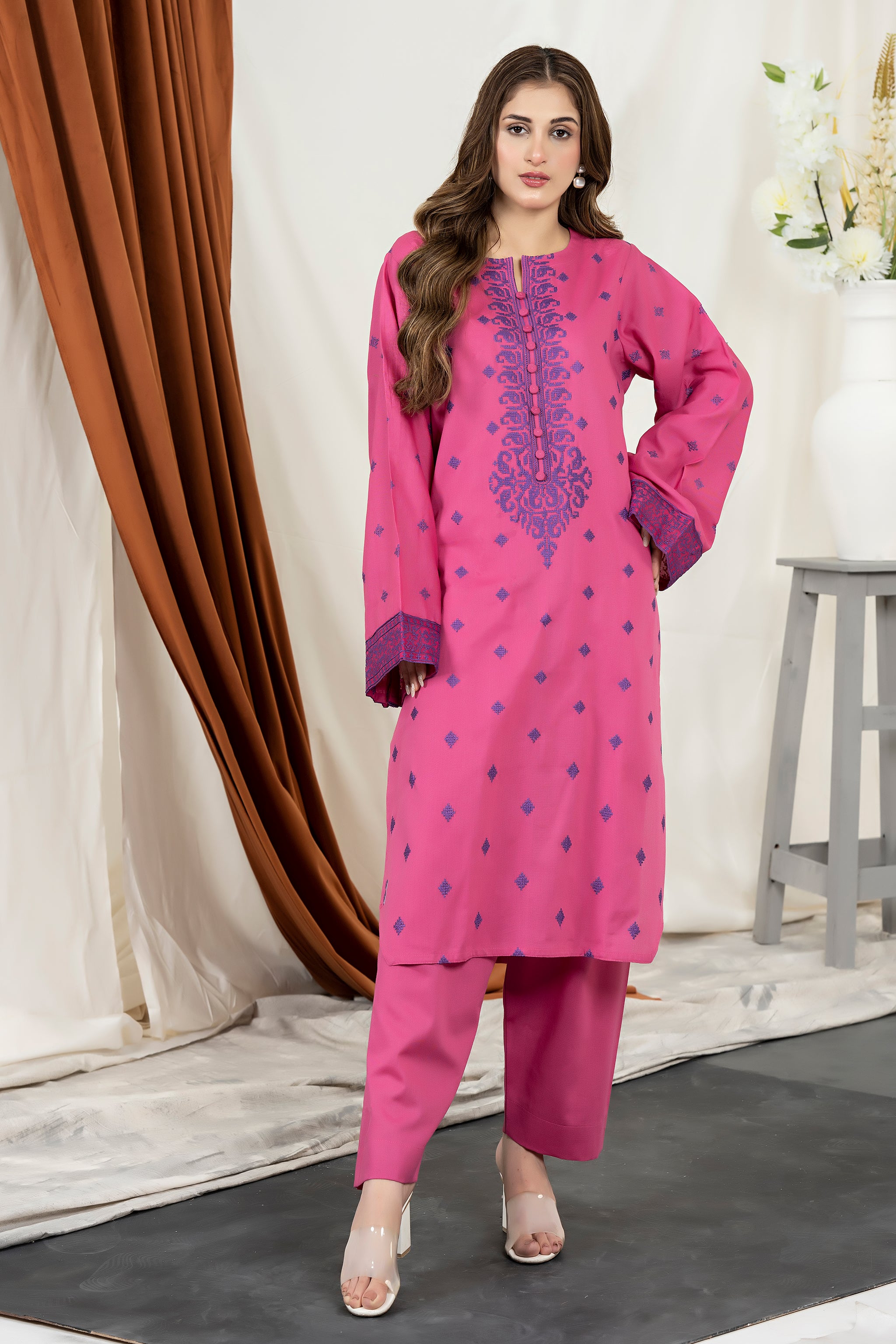 Unstitched Pink Embroidered Intermix 2 Piece - (Vol-28/02)2P-W-24-D-6 - SAFANOOR