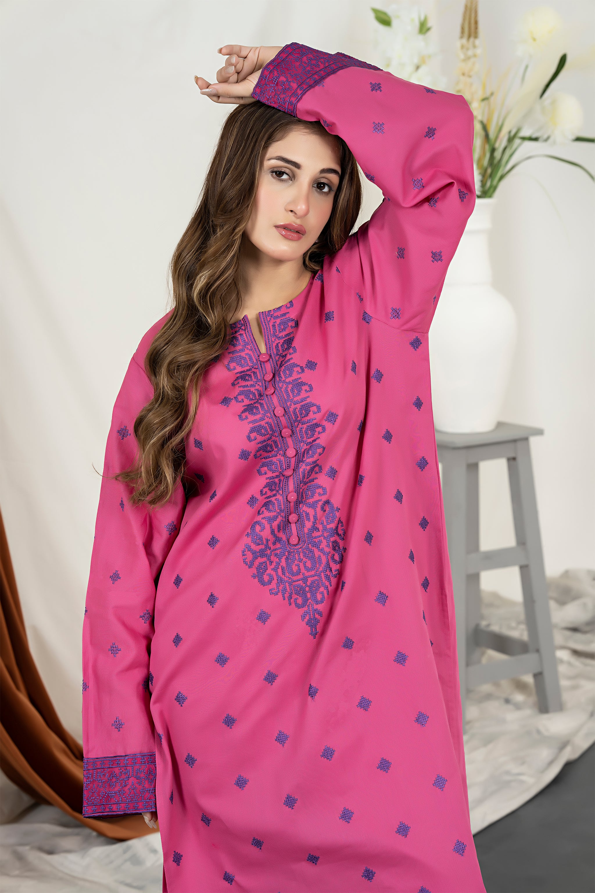 Unstitched Pink Embroidered Intermix 2 Piece - (Vol-28/02)2P-W-24-D-6 - SAFANOOR