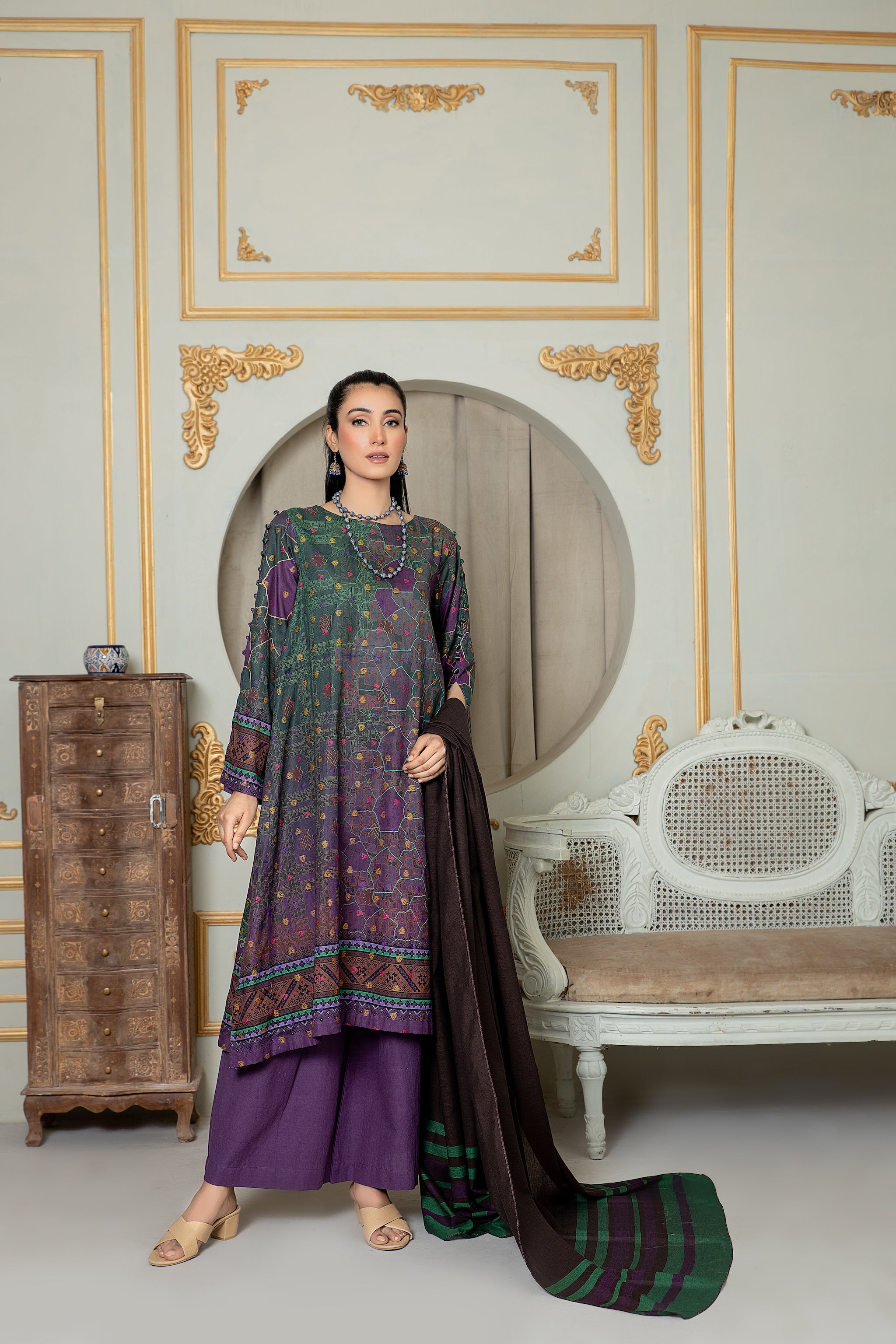 Unstitched Plum Jacquard Lawn 3 Piece - (Vol-68/01)3P-S-24-D-8 - SAFANOOR