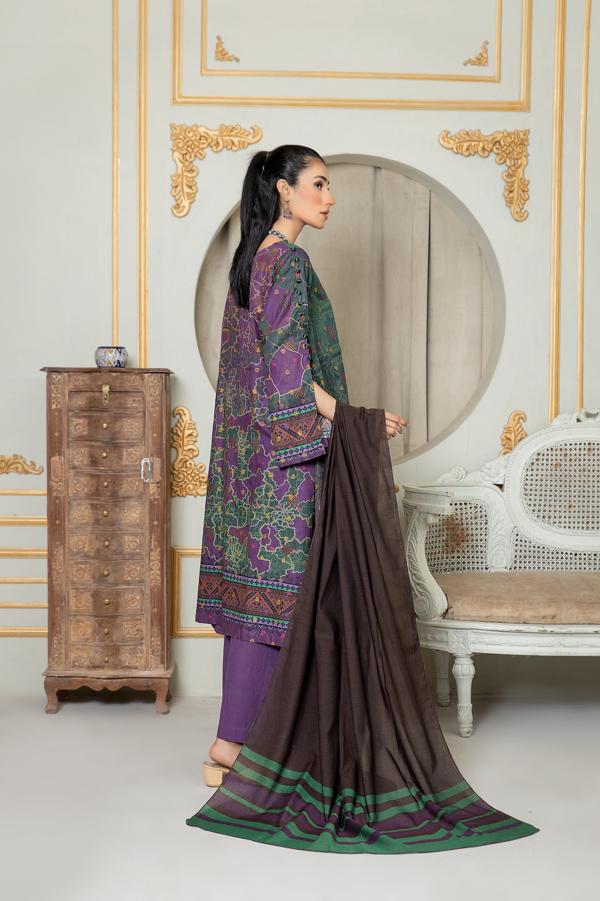 Unstitched Plum Jacquard Lawn 3 Piece - (Vol-68/01)3P-S-24-D-8 - SAFANOOR