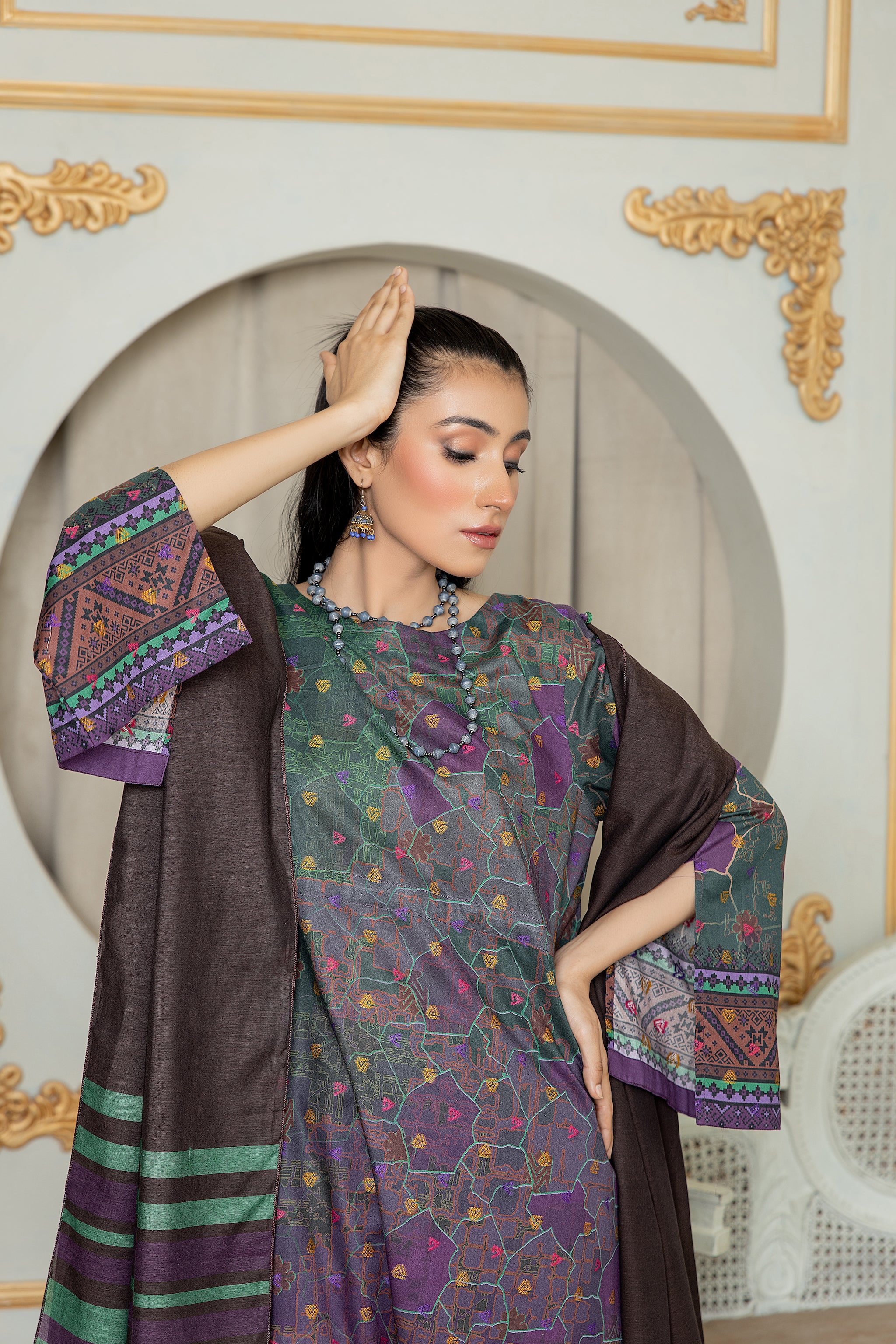 Unstitched Plum Jacquard Lawn 3 Piece - (Vol-68/01)3P-S-24-D-8 - SAFANOOR