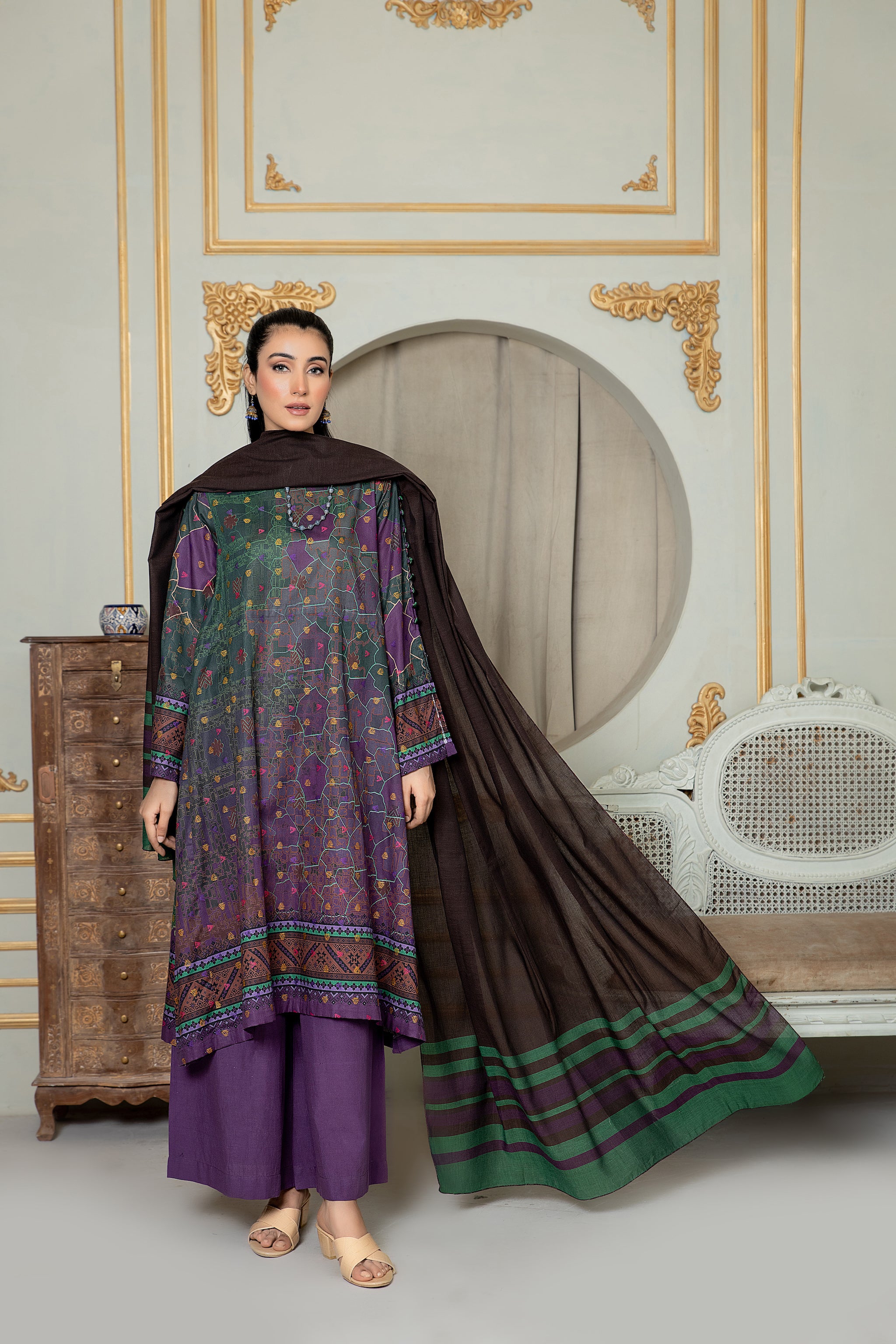 Unstitched Plum Jacquard Lawn 3 Piece - (Vol-68/01)3P-S-24-D-8 - SAFANOOR