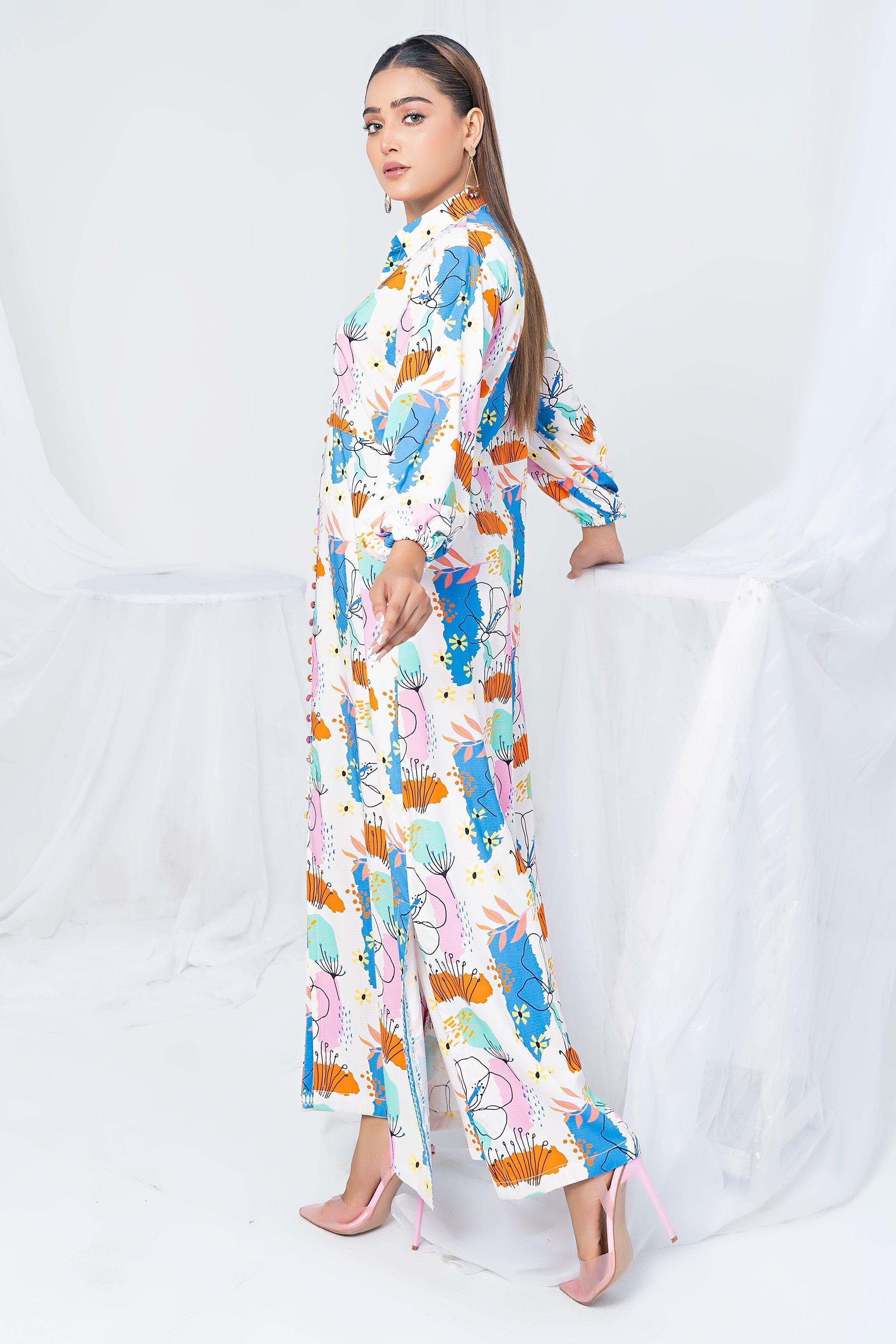 Unstitched Polka White Doriya Linen 2 Piece - SafaNoor