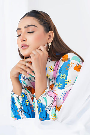 Unstitched Polka White Doriya Linen 2 Piece - SafaNoor