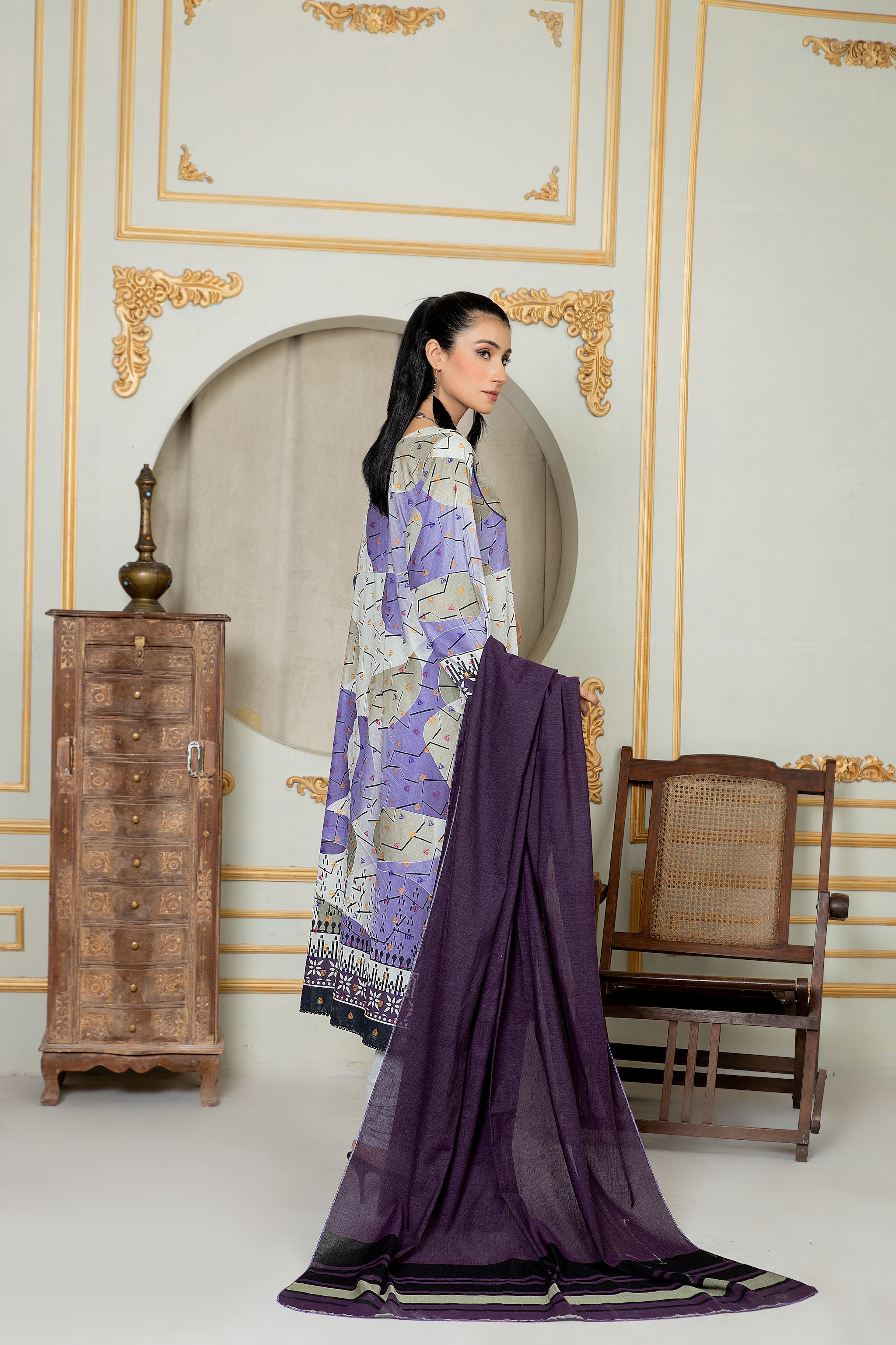 Unstitched Purple Jacquard Lawn 3 Piece - (Vol-68/01)3P-S-24-D-4 - SAFANOOR