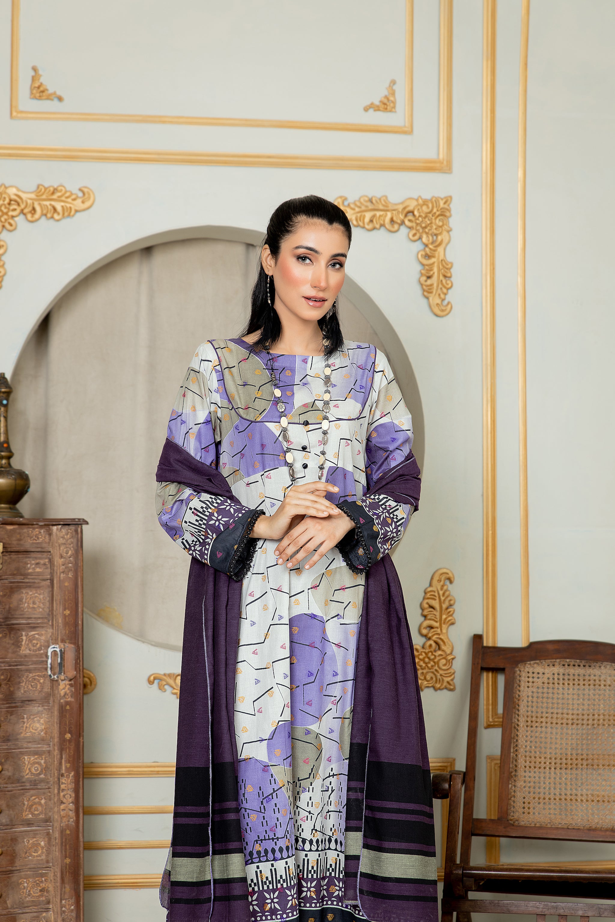 Unstitched Purple Jacquard Lawn 3 Piece - (Vol-68/01)3P-S-24-D-4 - SAFANOOR