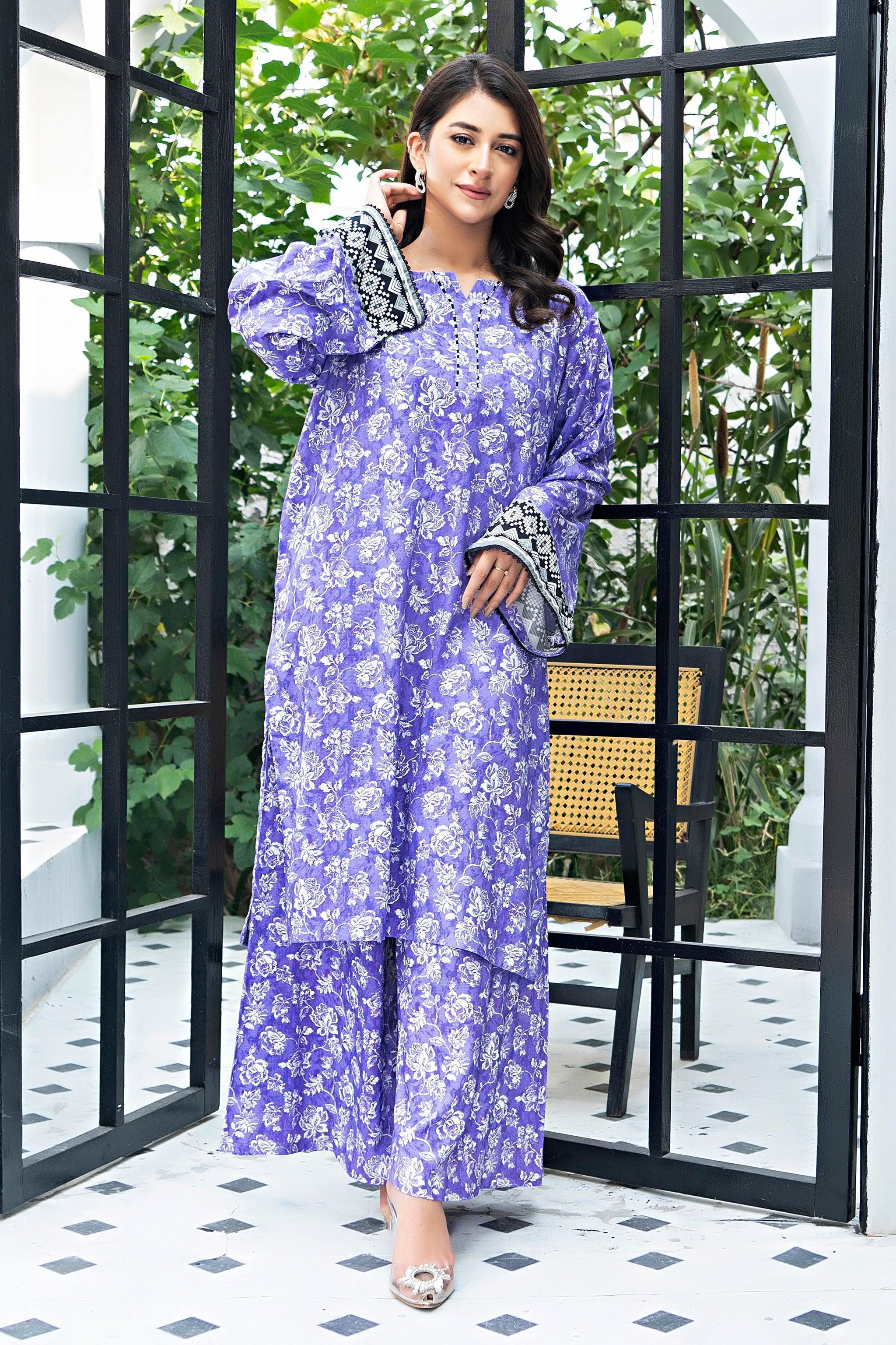 Unstitched Purple Linen 2 Piece - SafaNoor