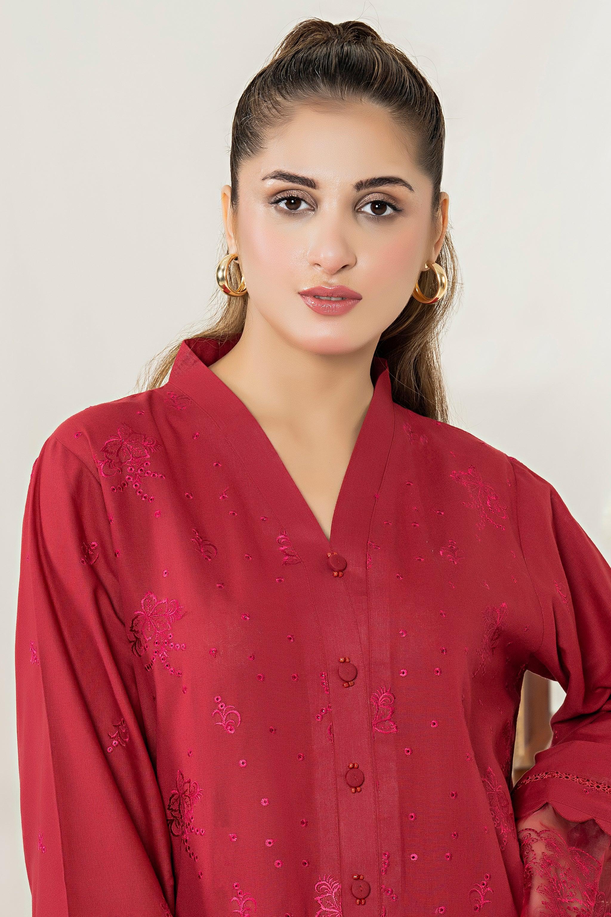 Unstitched Red Embroidered Intermix 2 Piece - (Vol-28/02)2P-W-24-D-8 - SAFANOOR