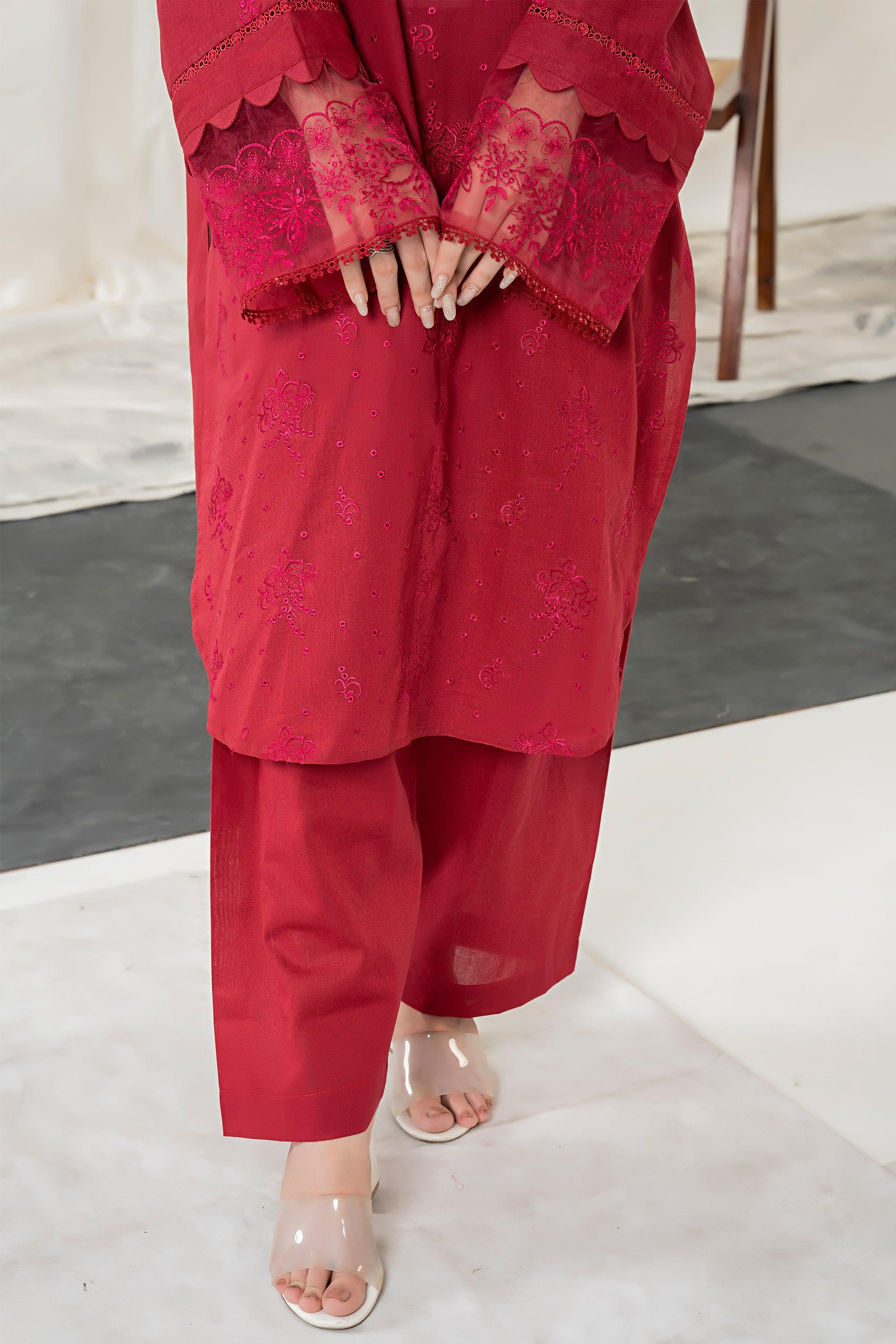 Unstitched Red Embroidered Intermix 2 Piece - (Vol-28/02)2P-W-24-D-8 - SAFANOOR