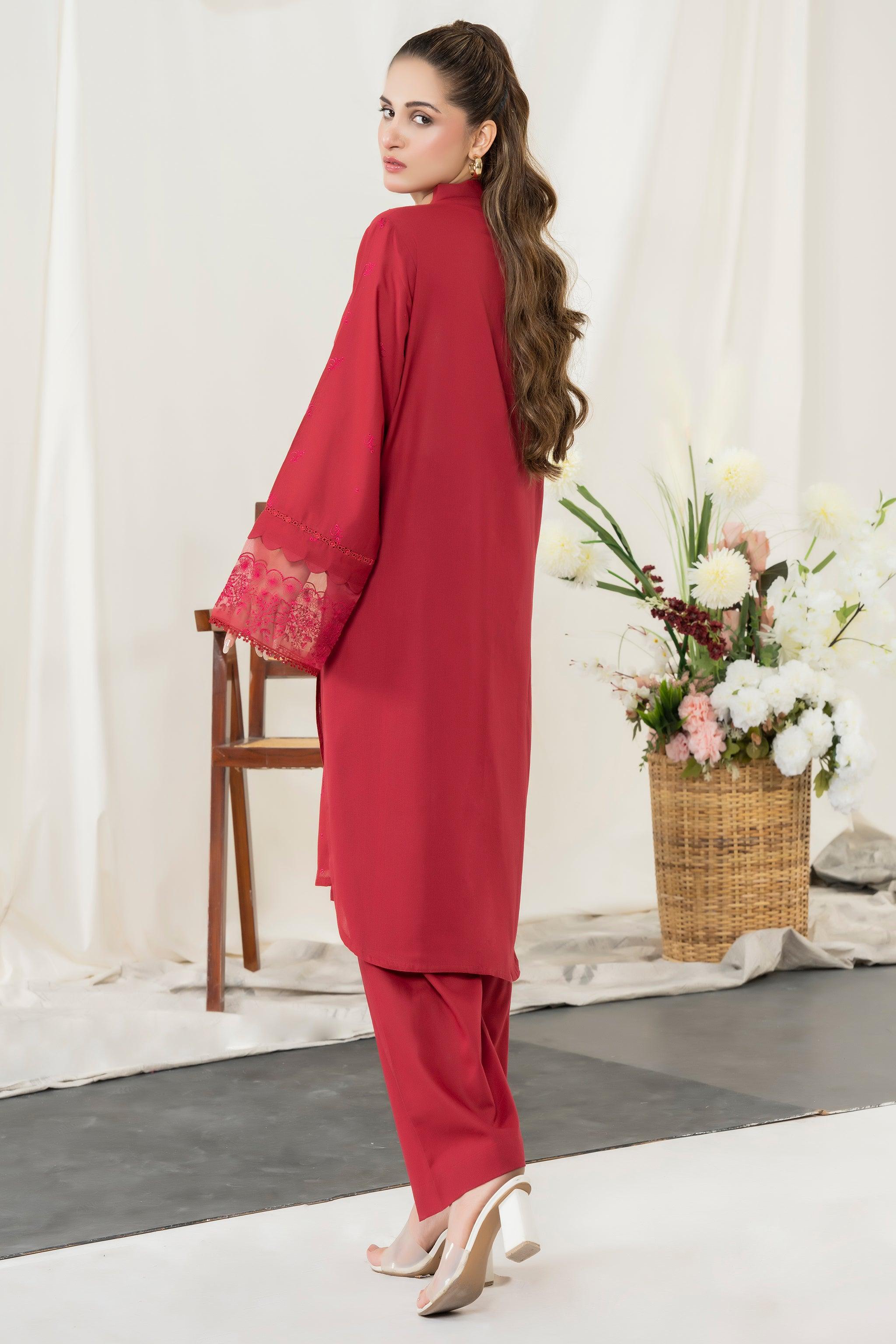 Unstitched Red Embroidered Intermix 2 Piece - (Vol-28/02)2P-W-24-D-8 - SAFANOOR