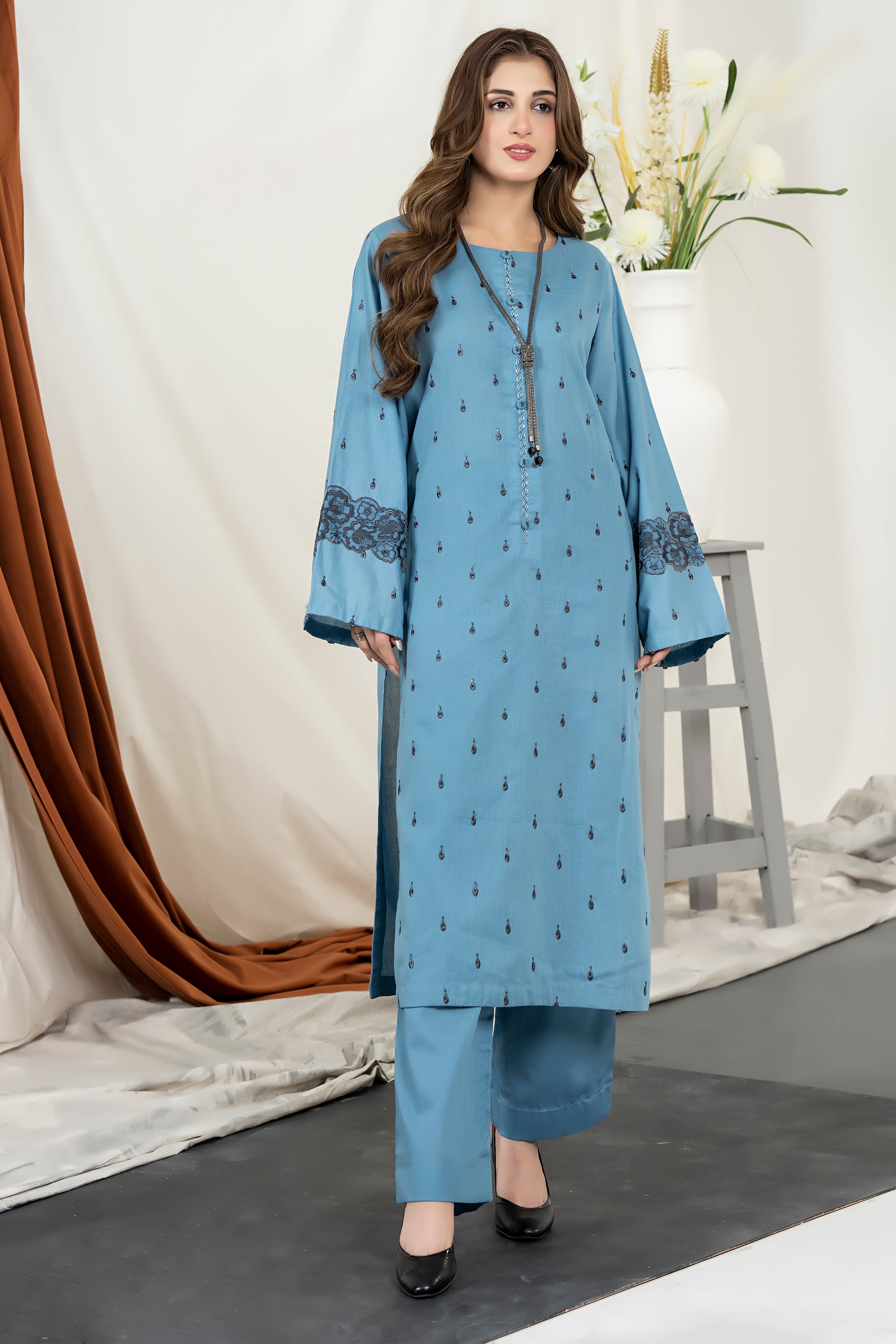 Unstitched Rusty Blue Embroidered Intermix 2 Piece - (Vol-28/02)2P-W-24-D-4 - SAFANOOR