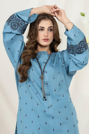 Unstitched Rusty Blue Embroidered Intermix 2 Piece - SafaNoor