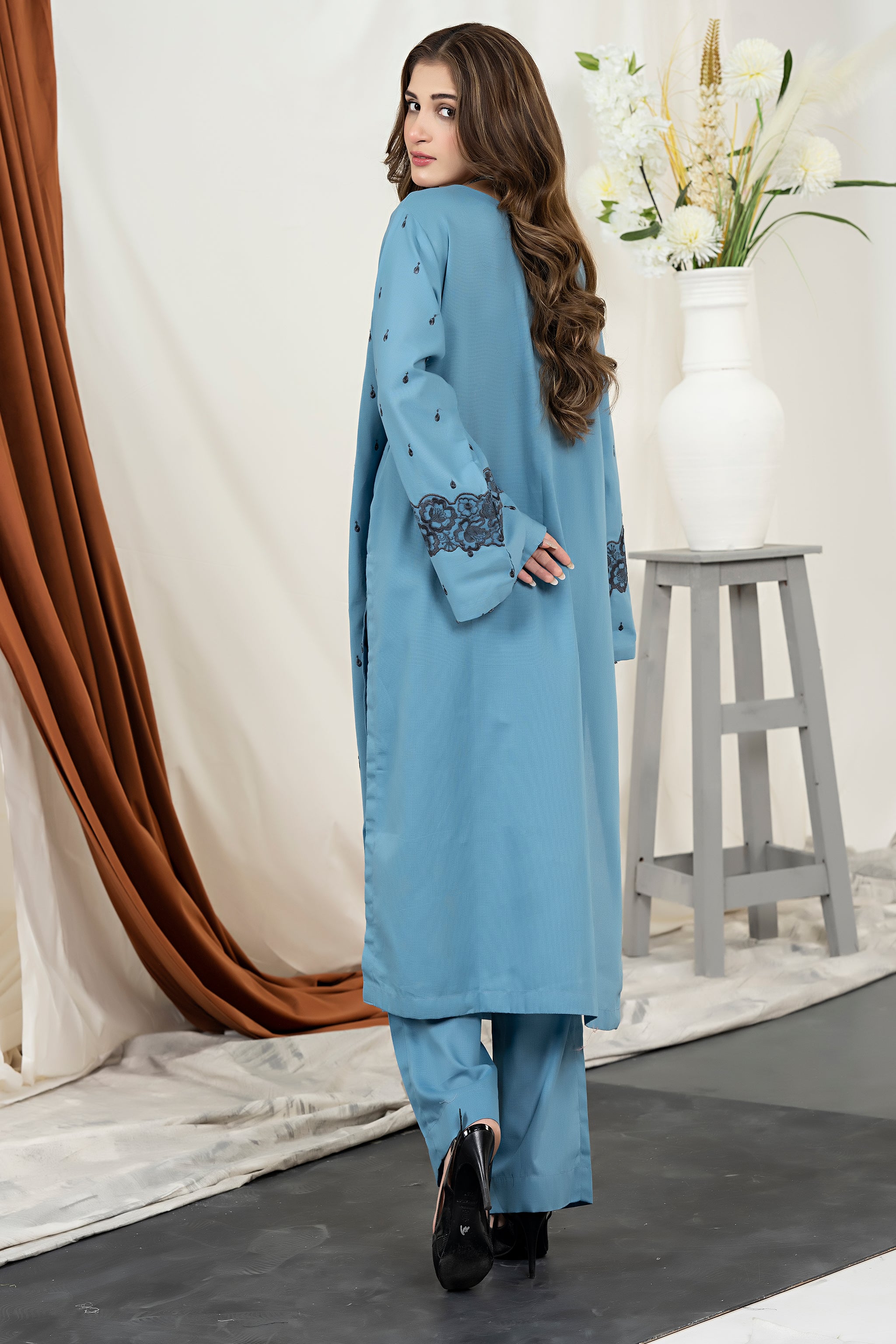 Unstitched Rusty Blue Embroidered Intermix 2 Piece - (Vol-28/02)2P-W-24-D-4 - SAFANOOR