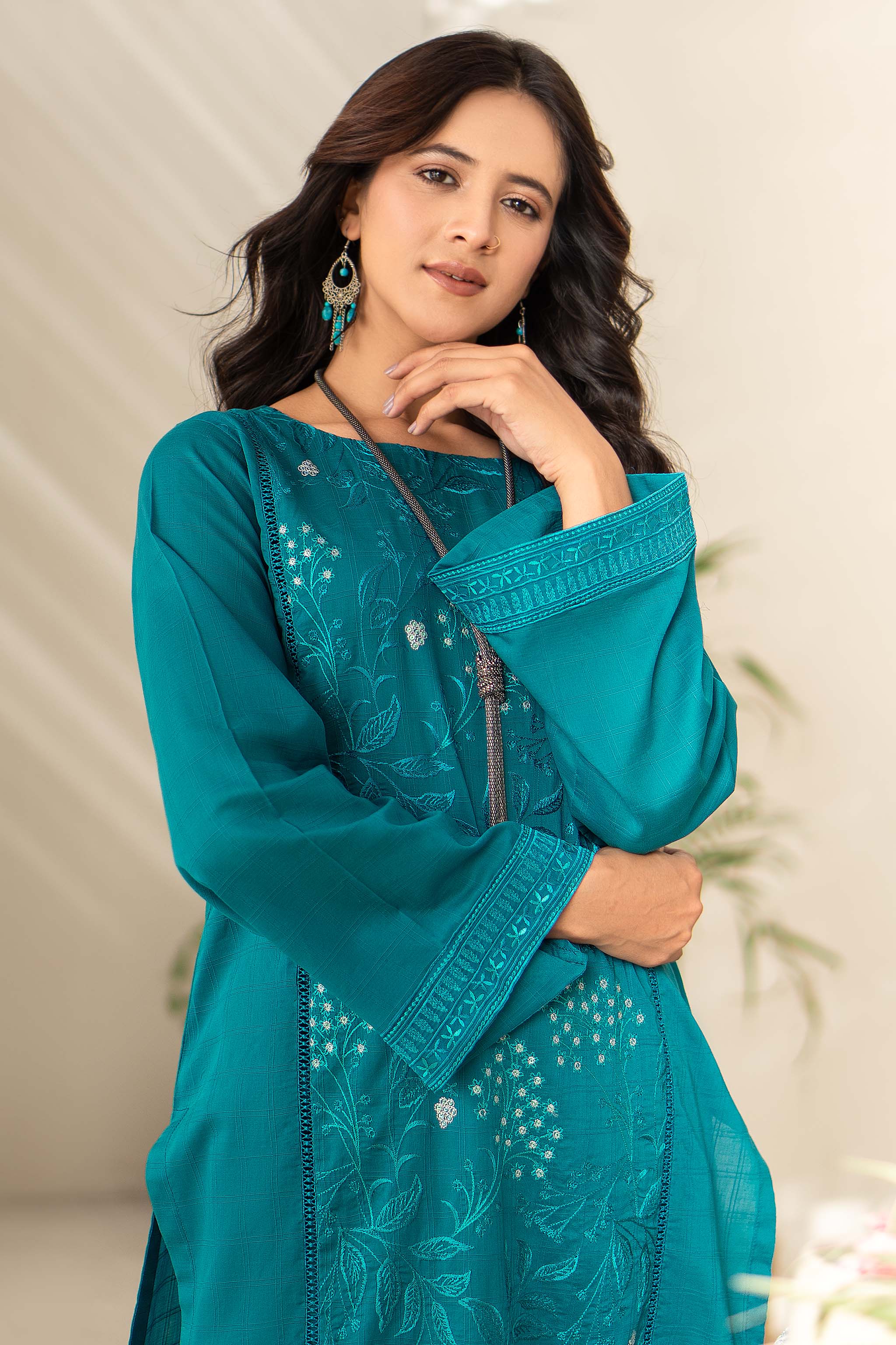 Unstitched Sea Green Embroidered Lawn 2 Piece - (Vol-26/03)2P-S-24-D-11 - SAFANOOR