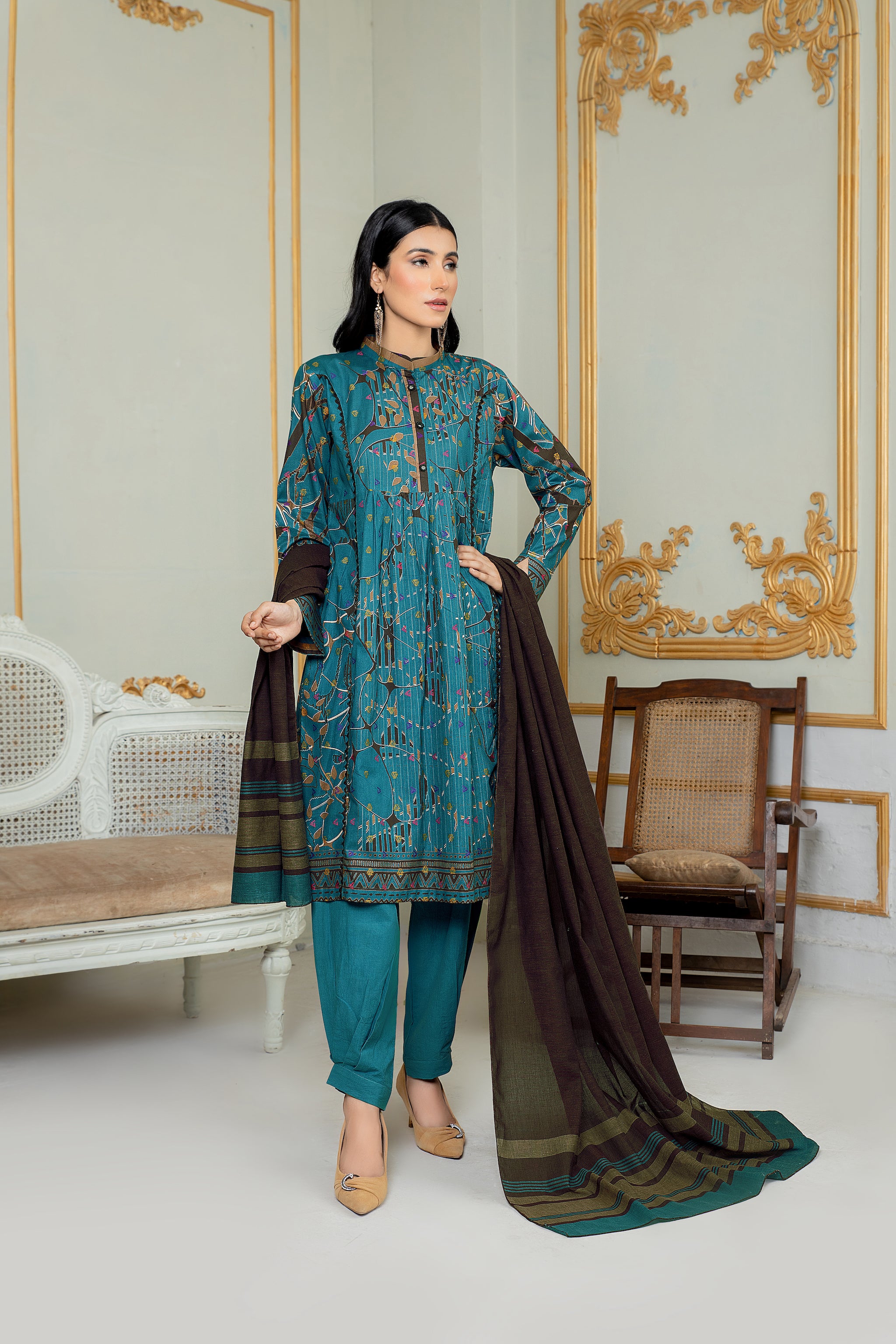 Unstitched Sea Green Jacquard Lawn 3 Piece - (Vol-68/01)3P-S-24-D-11 - SAFANOOR