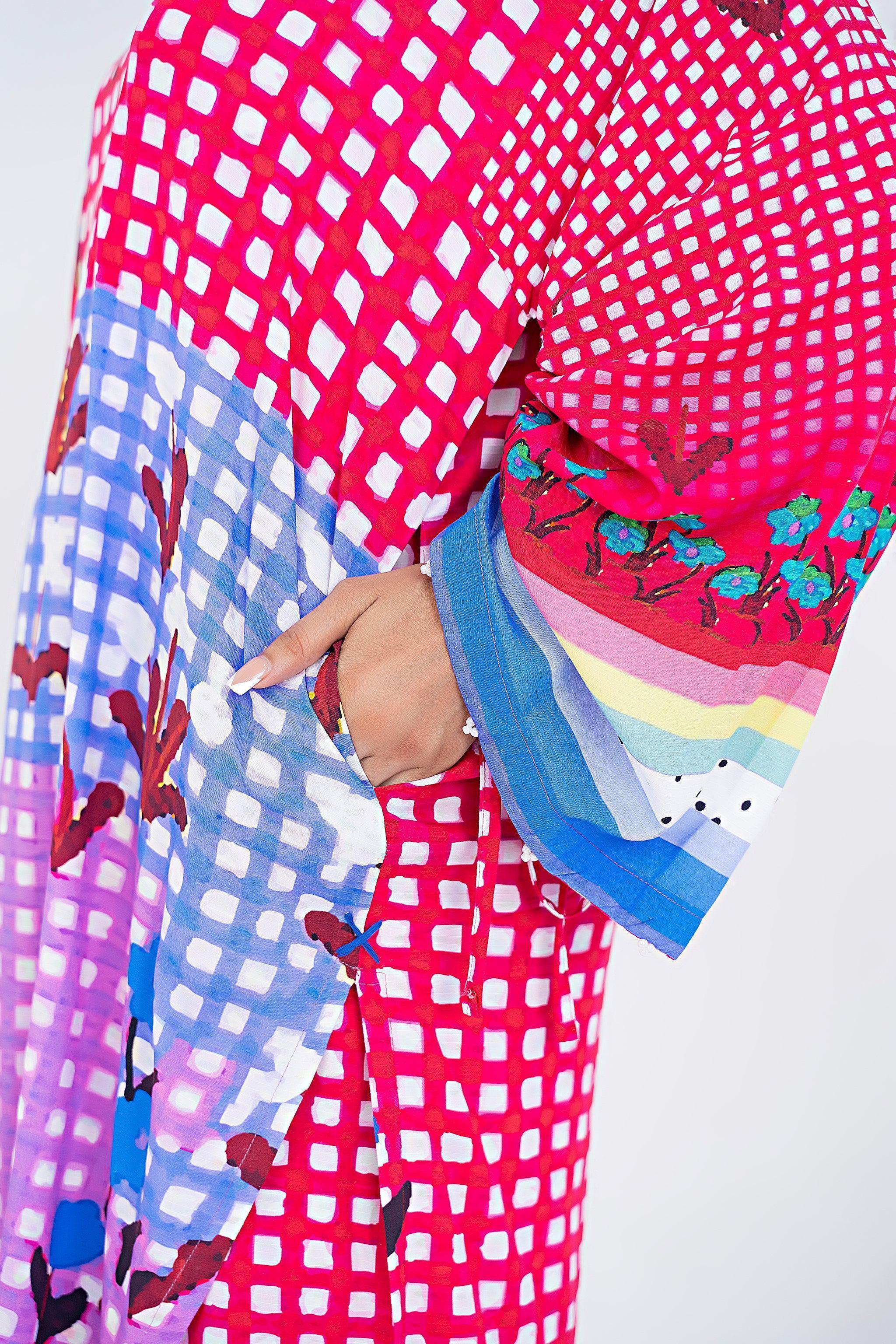 Unstitched Shocking Pink Doriya Linen 2 Piece - SafaNoor