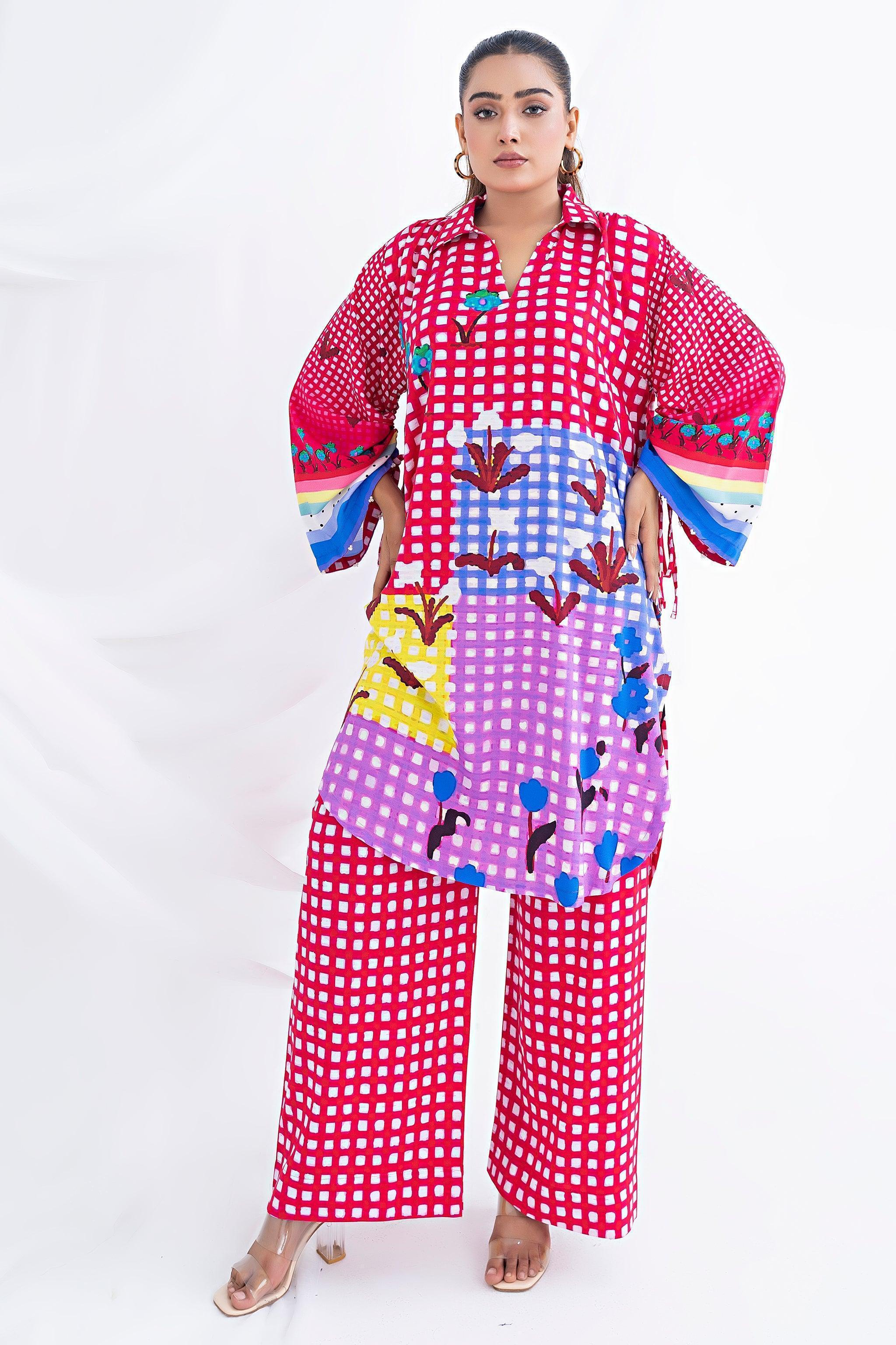 Unstitched Shocking Pink Doriya Linen 2 Piece - SafaNoor