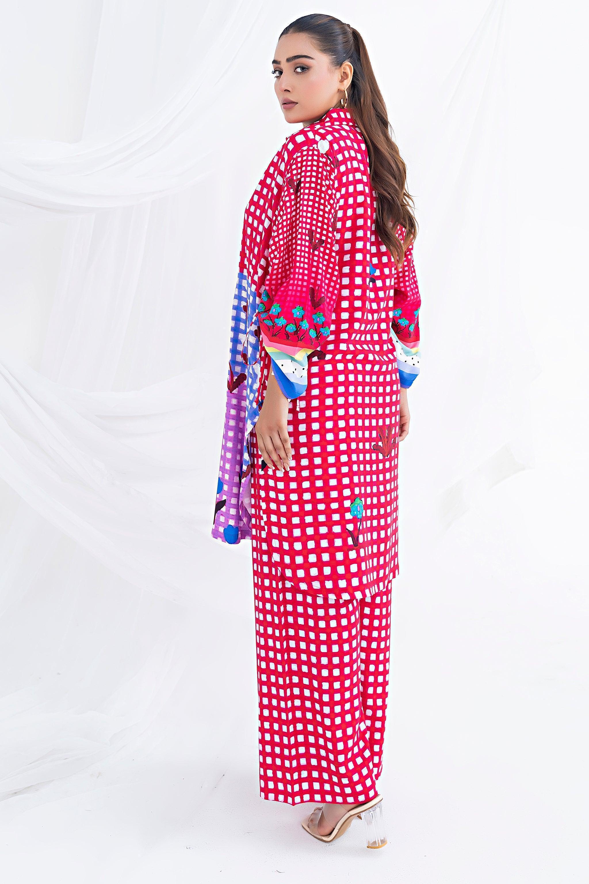 Unstitched Shocking Pink Doriya Linen 2 Piece - SafaNoor