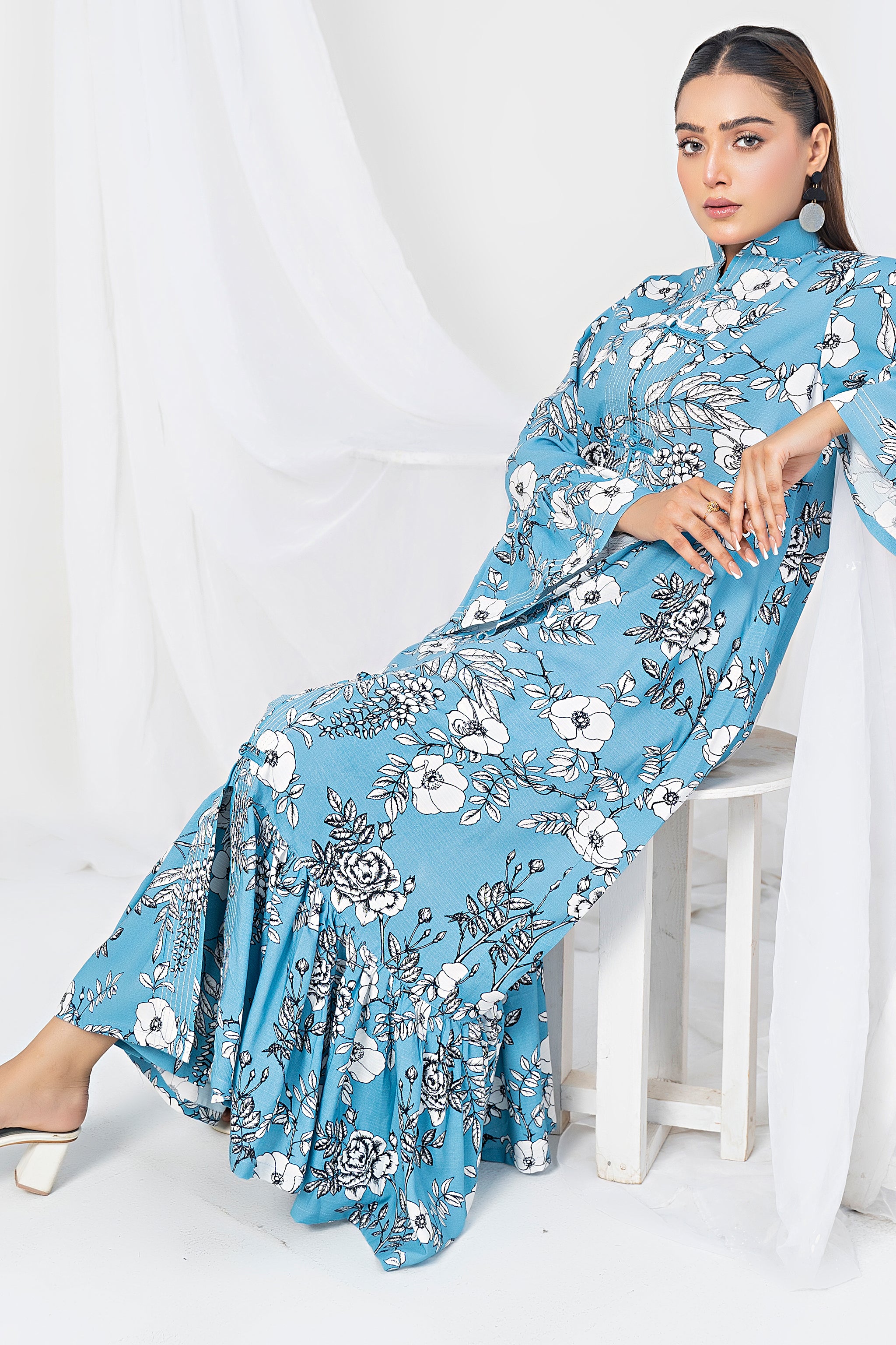 Unstitched Sky Blue Doriya Linen 2 Piece - (Vol-30/04)2P-W-24-D-10 - SAFANOOR