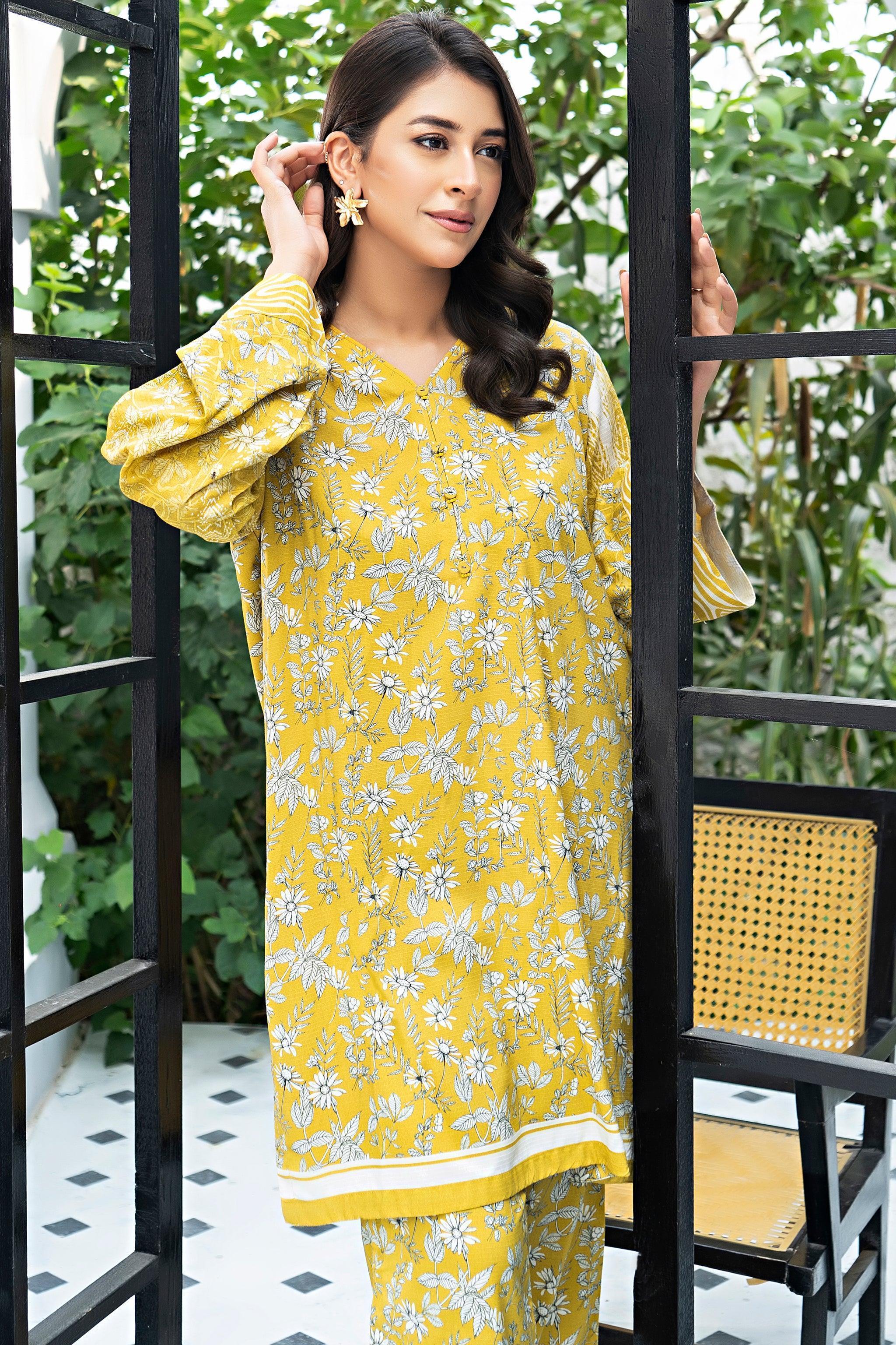 Unstitched Yellow Linen 2 Piece - SafaNoor