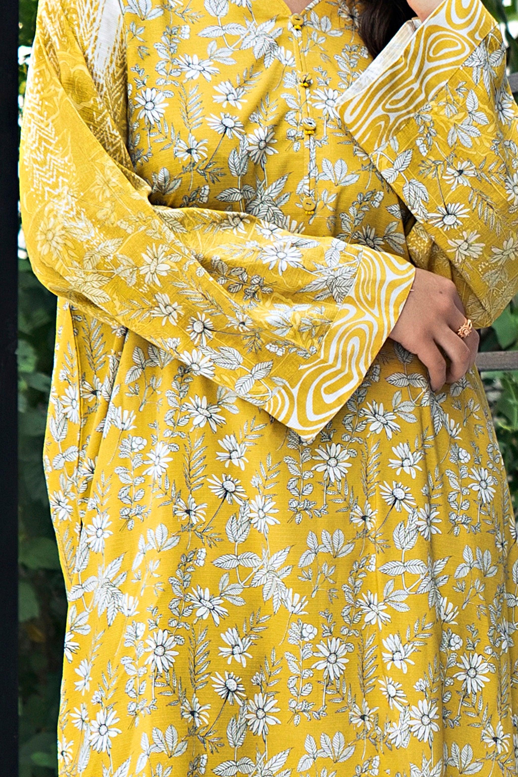 Unstitched Yellow Linen 2 Piece - SafaNoor