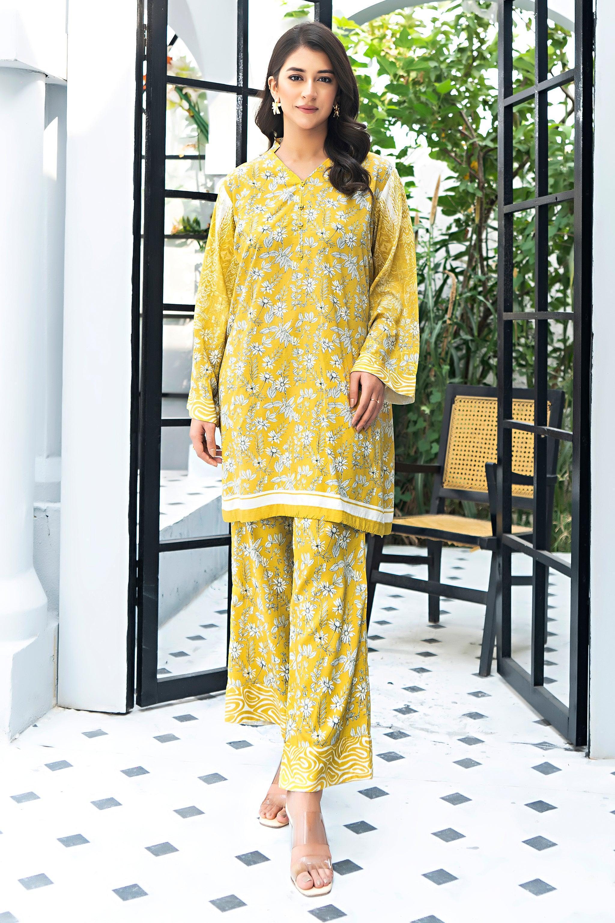 Unstitched Yellow Linen 2 Piece - SafaNoor