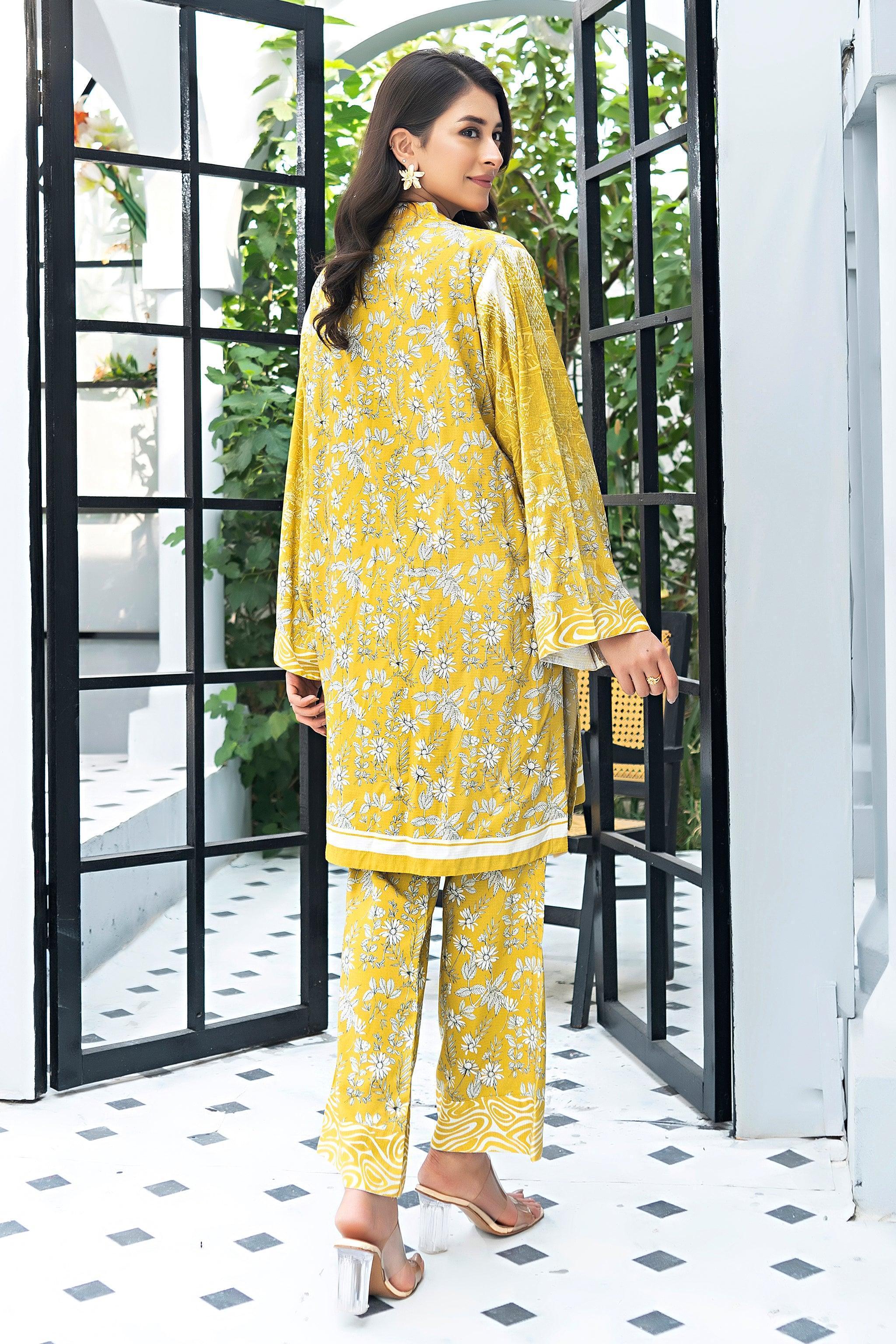 Unstitched Yellow Linen 2 Piece - SafaNoor
