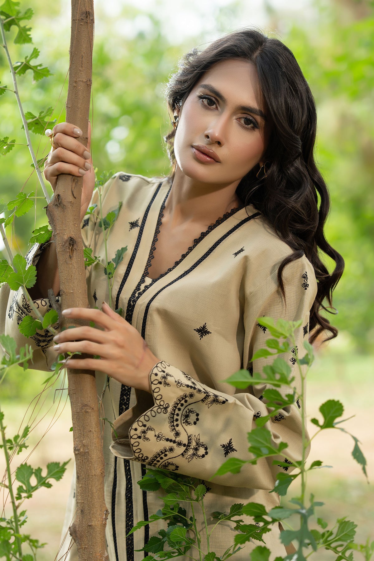 Wheat 2 Piece Unstitched Dyed Embroidered Lawn