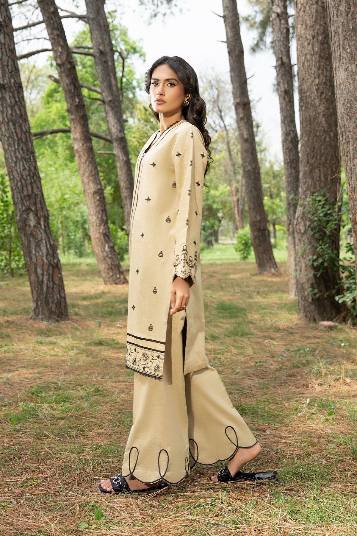 Wheat 2 Piece Unstitched Dyed Embroidered Lawn
