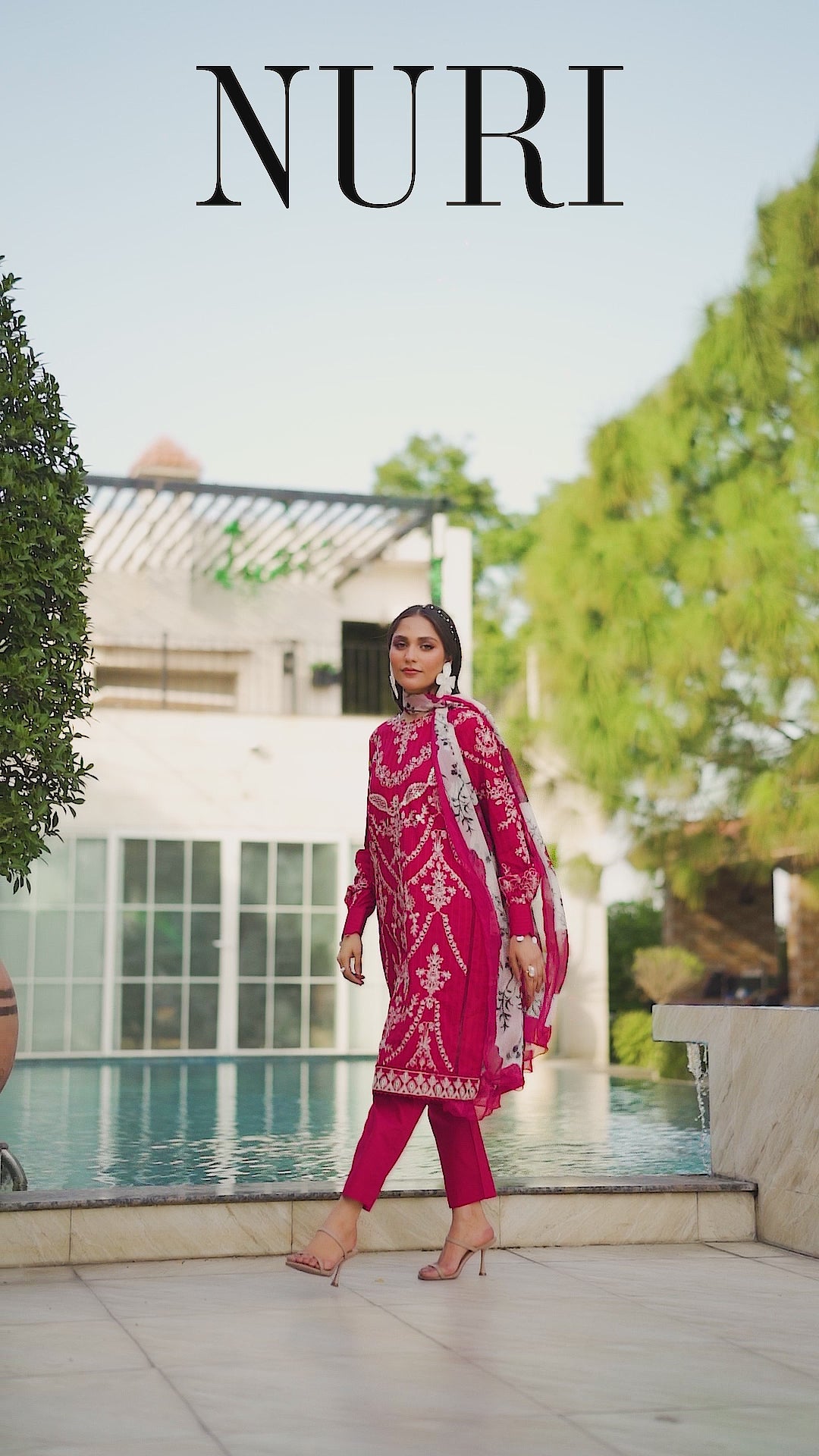 3 Piece Red Unstitched Embroidered Lawn