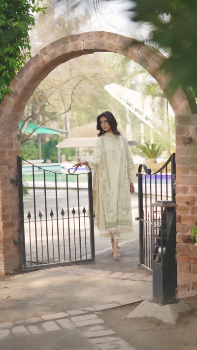 3 Piece Premium Unstitched Pastel Gray Embroidered Lawn Suit