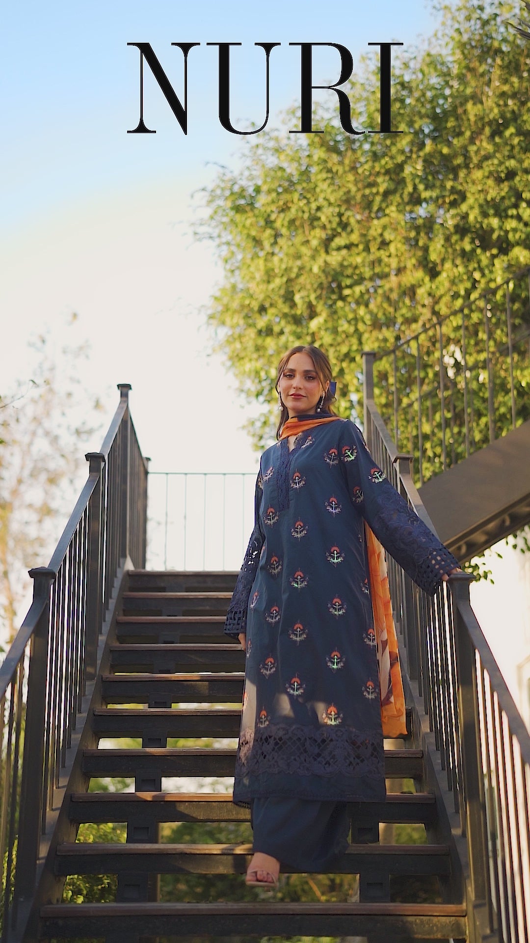 3 Piece Navy Blue Unstitched Embroidered Lawn