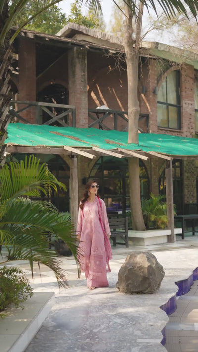 3 Piece Premium Unstitched Light Pink Embroidered Lawn Suit