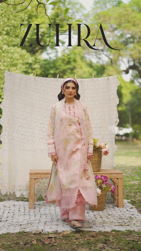 3 Piece Peach Unstitched Embroidered Lawn