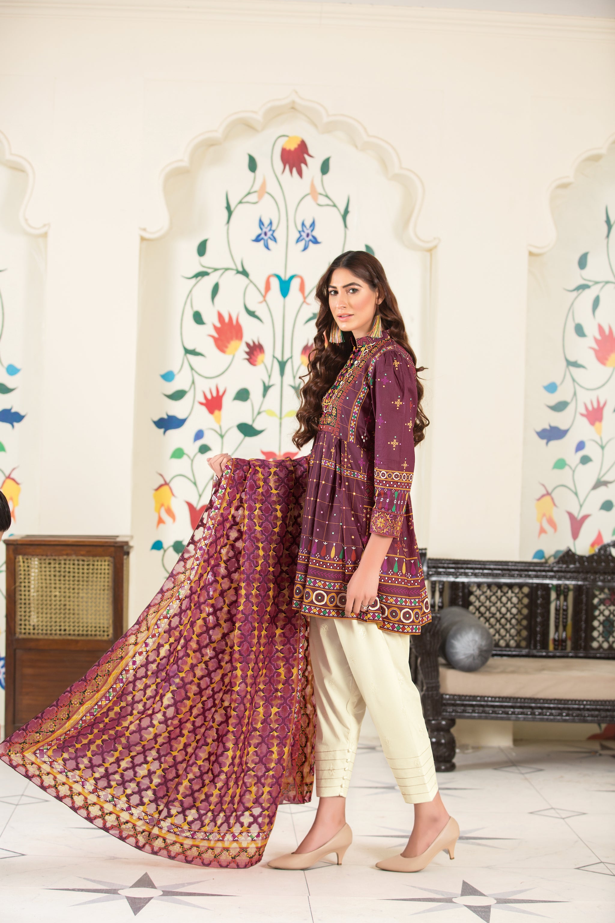 New Arrivals roop collection by safanoor women clothing brand summer 2023 unstitched collection 3 pcs digital printed lawn shirt with patch anf dyed cambric embroidered trouser  Lawn collection price 3490