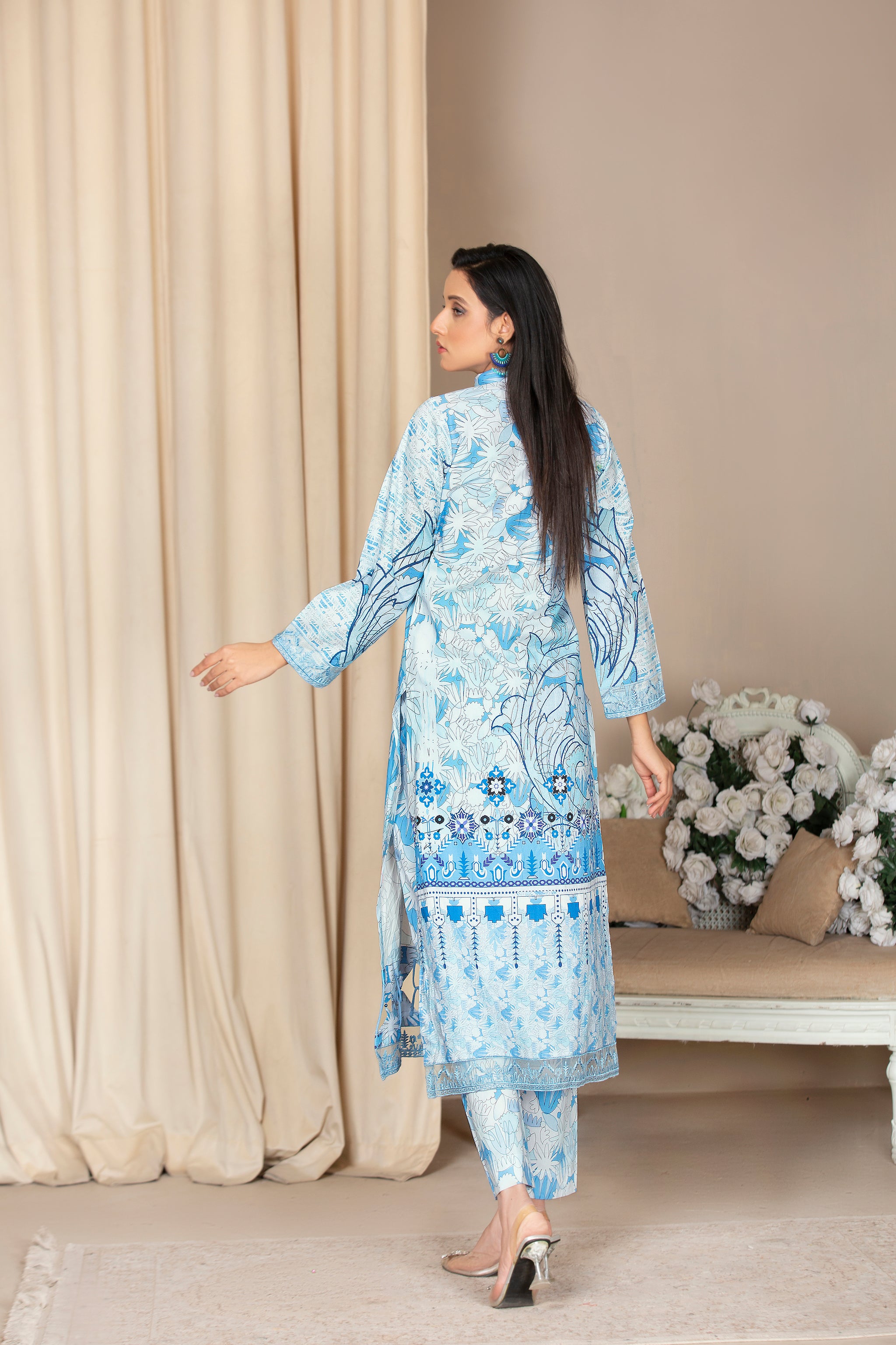 New Arrivals Digital printed lawn embroidered shirt and cotton trouser summer 23 unstitched 2pcs embroidered collection by safanoor