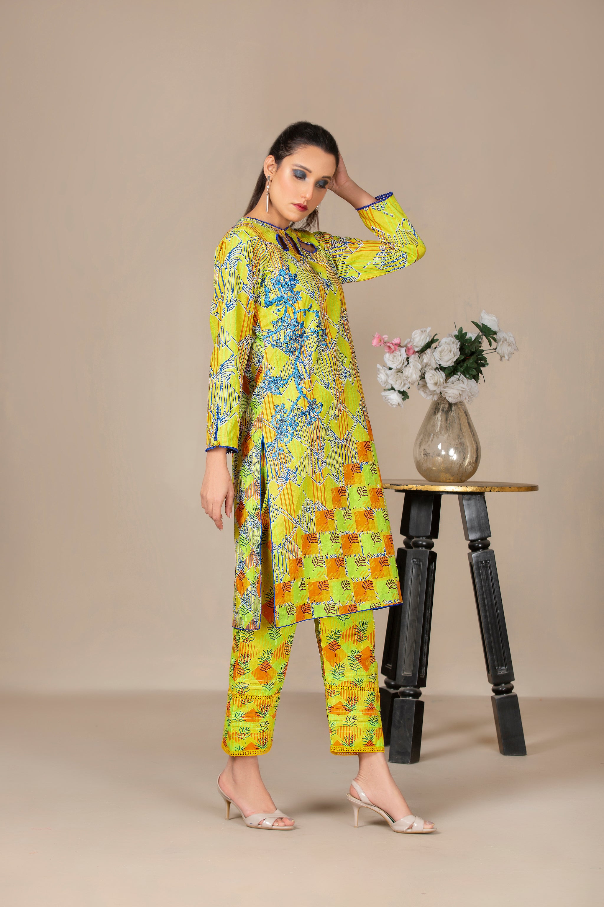 New Arrivals Digital printed lawn embroidered shirt and cotton trouser summer 23 unstitched 2pcs embroidered collection by safanoor