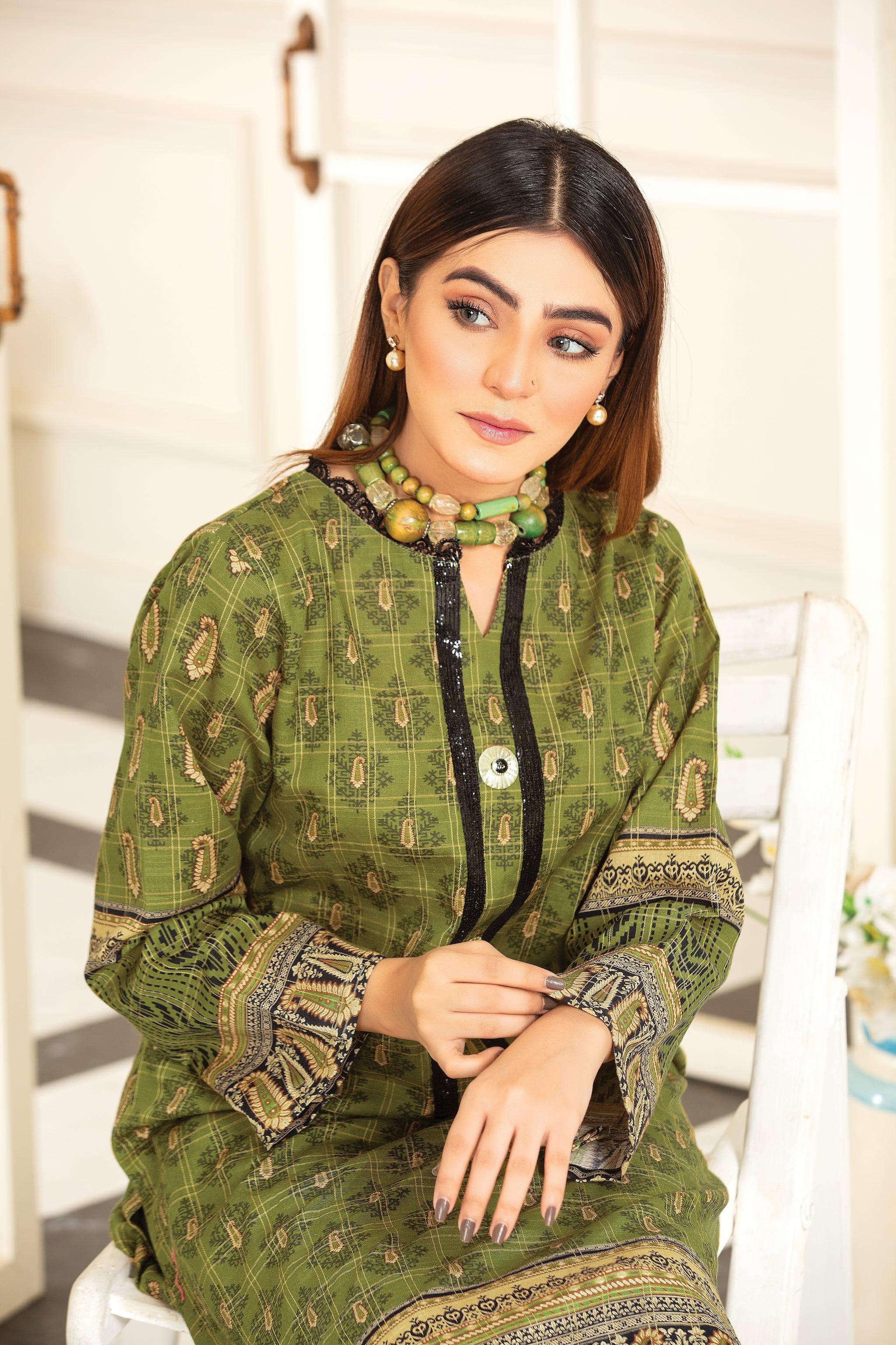 ZAVIYA COLLECTION / 1PC / DIGITAL PRINTED EMBROIDERED KHADDAR SHIRT 1.75MTR PRICE 1225/- PKR WINTER 2022 COLLECTION BY SAFA NOOR