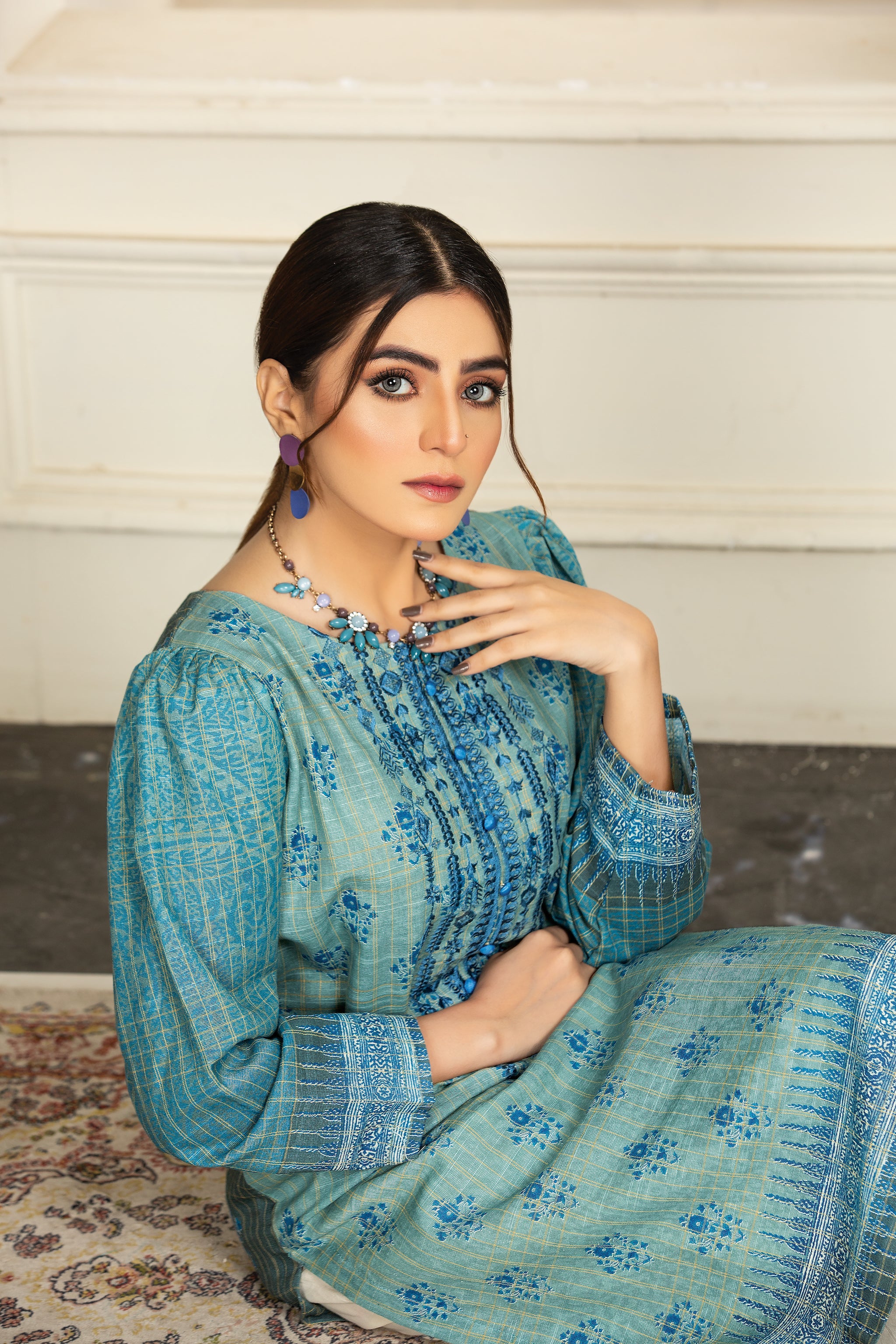 ZAVIYA COLLECTION / 1PC / DIGITAL PRINTED EMBROIDERED KHADDAR SHIRT 1.75MTR PRICE 1225/- PKR WINTER 2022 COLLECTION BY SAFA NOOR