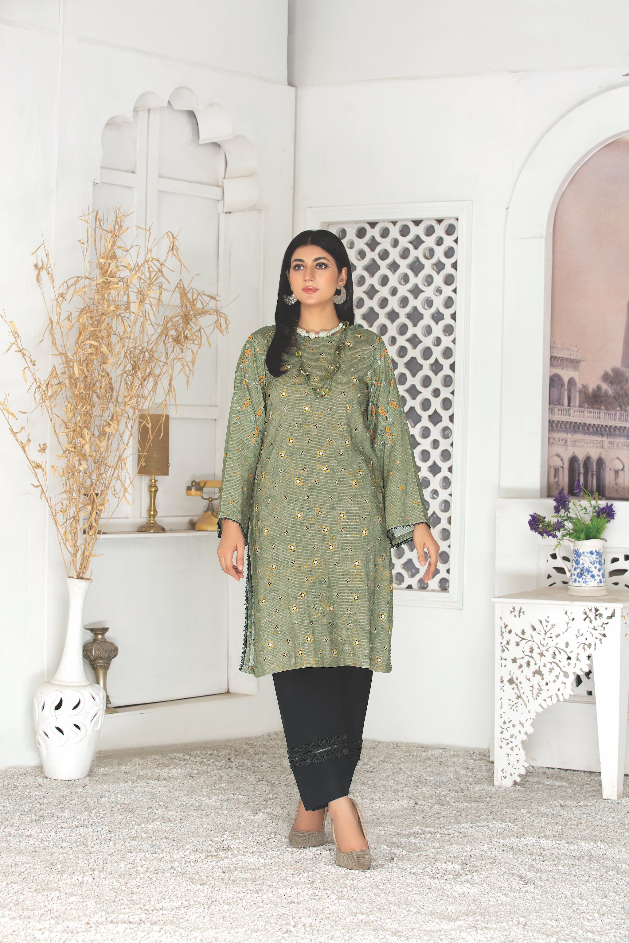 Digital Print Doriya Linen Embroidered Shirt winter 2022 by safanoor unstitched collection