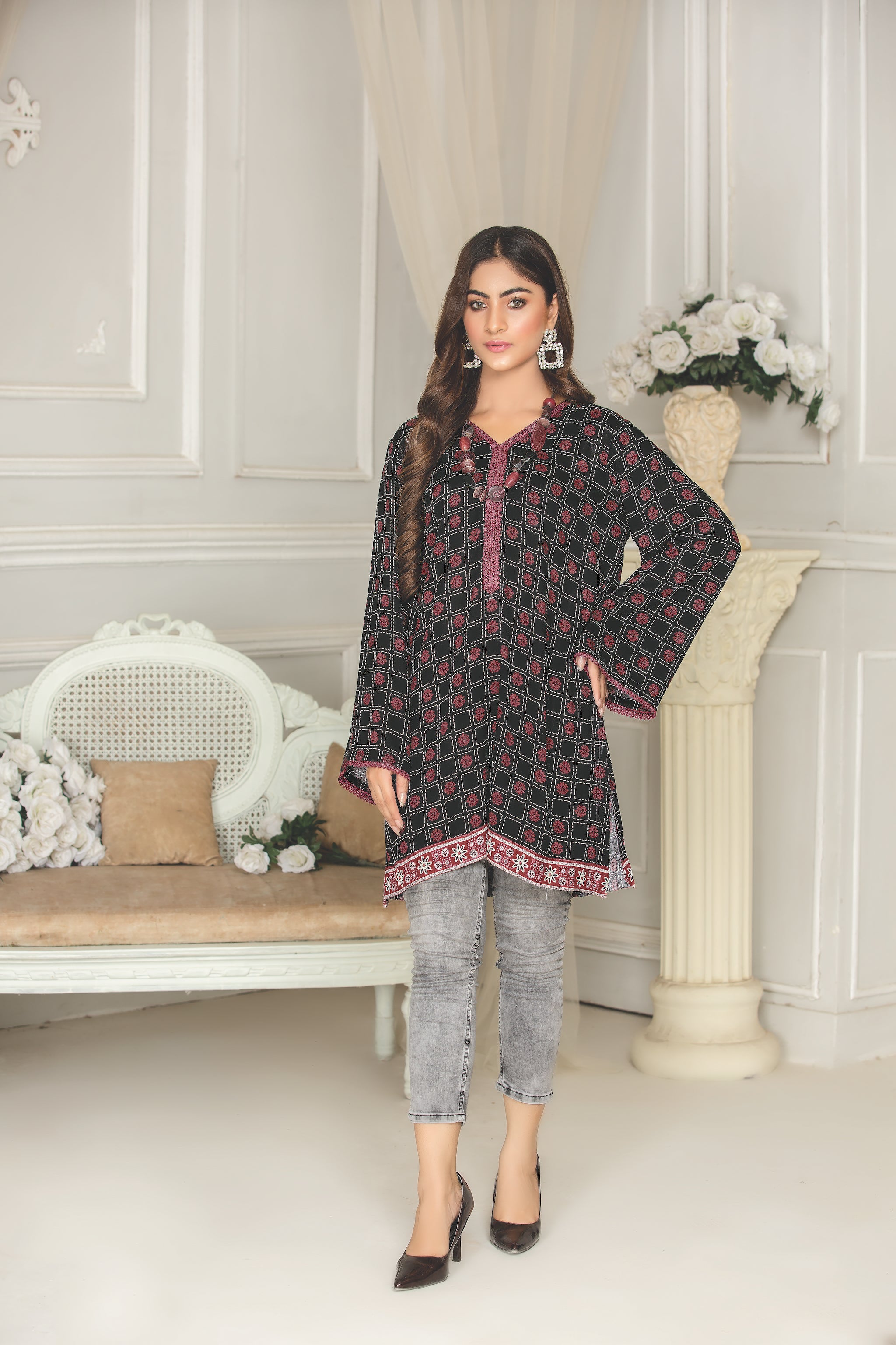 ZARQOON Collection / 1 PIECE / DIGITAL PRINTED SHIRT ONLY- LINEN By Safa Noor Winter 2022