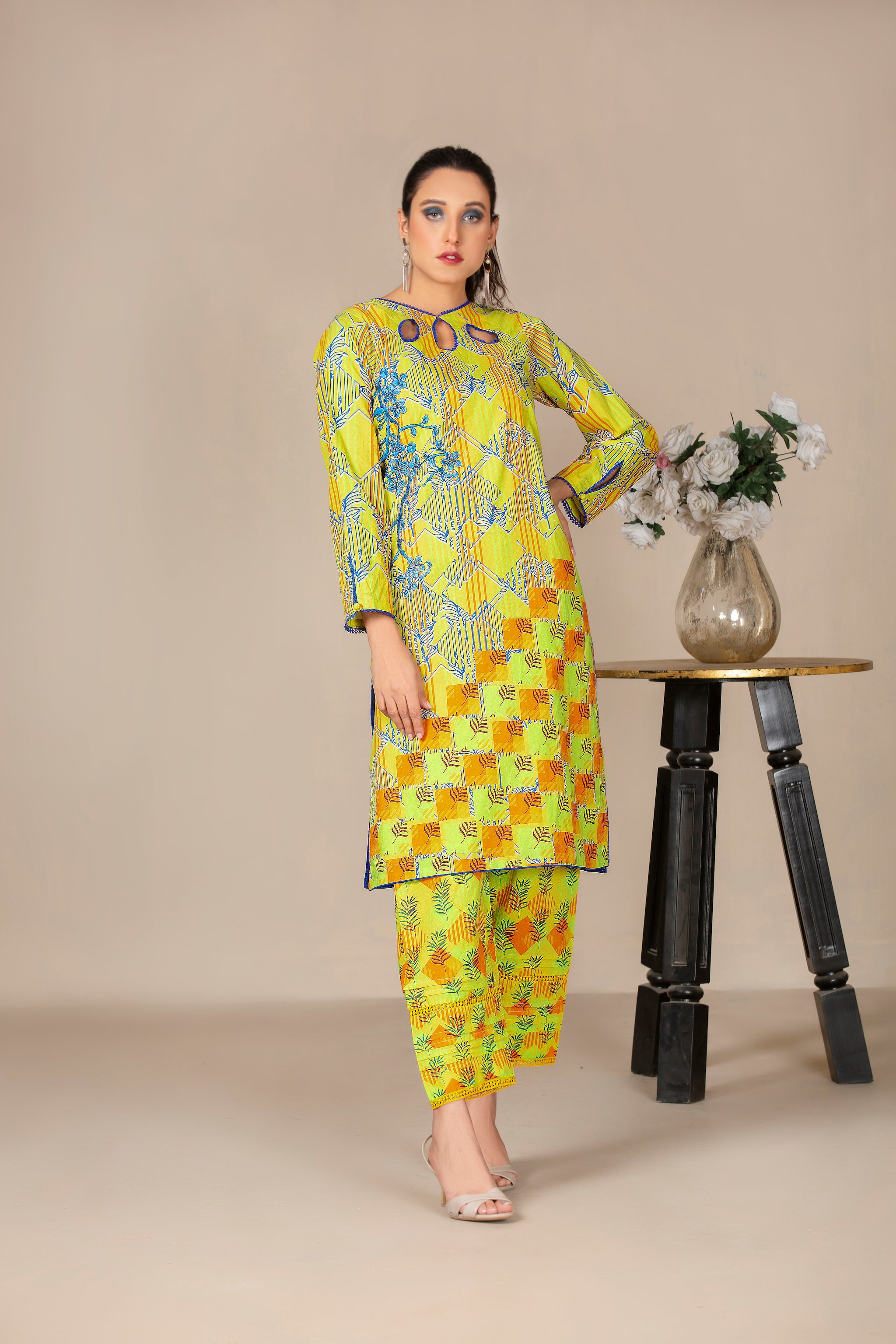 New Arrivals Digital printed lawn embroidered shirt and cotton trouser summer 23 unstitched 2pcs embroidered collection by safanoor