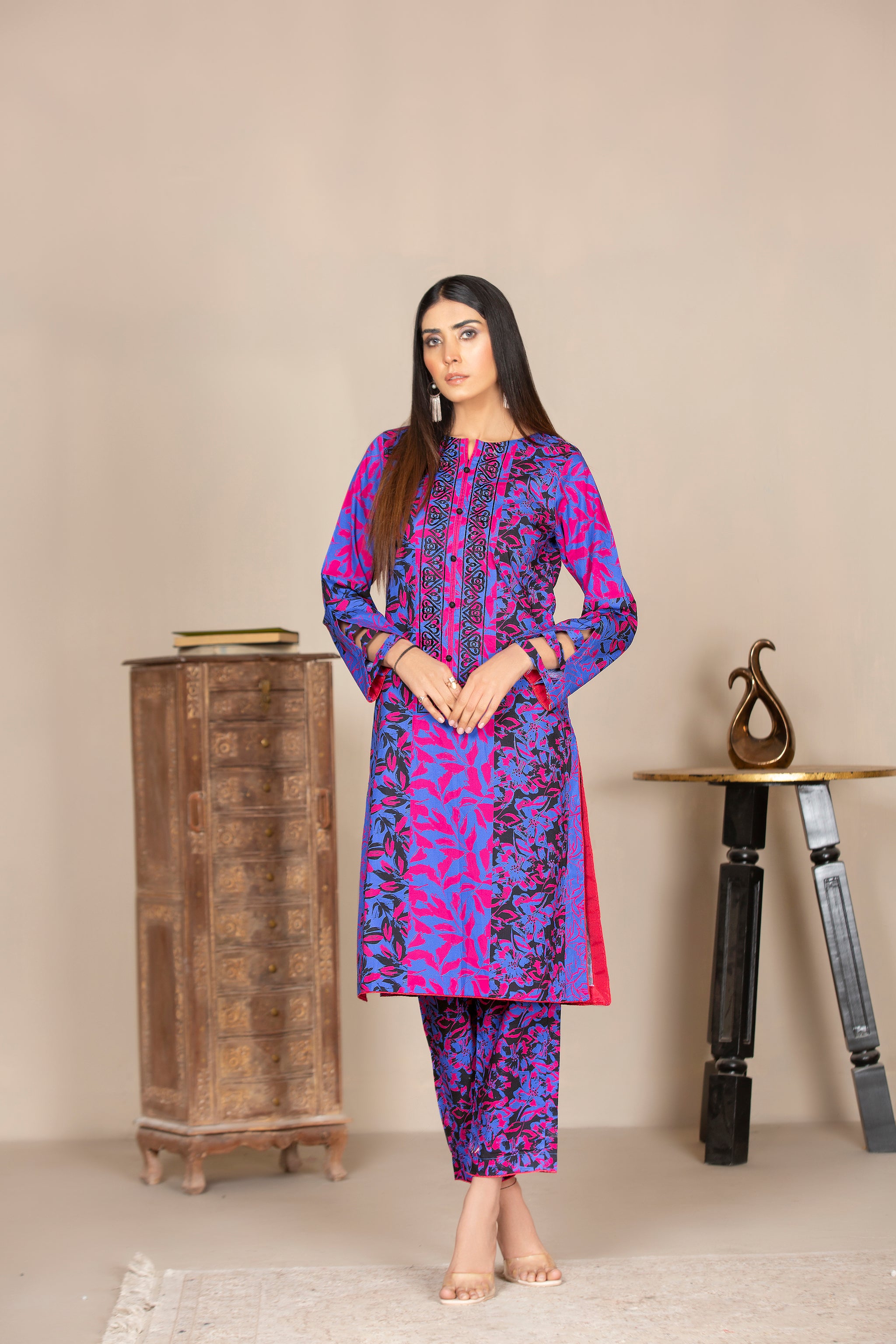 New Arrivals Digital printed lawn embroidered shirt and cotton trouser summer 23 unstitched 2pcs embroidered collection by safanoor