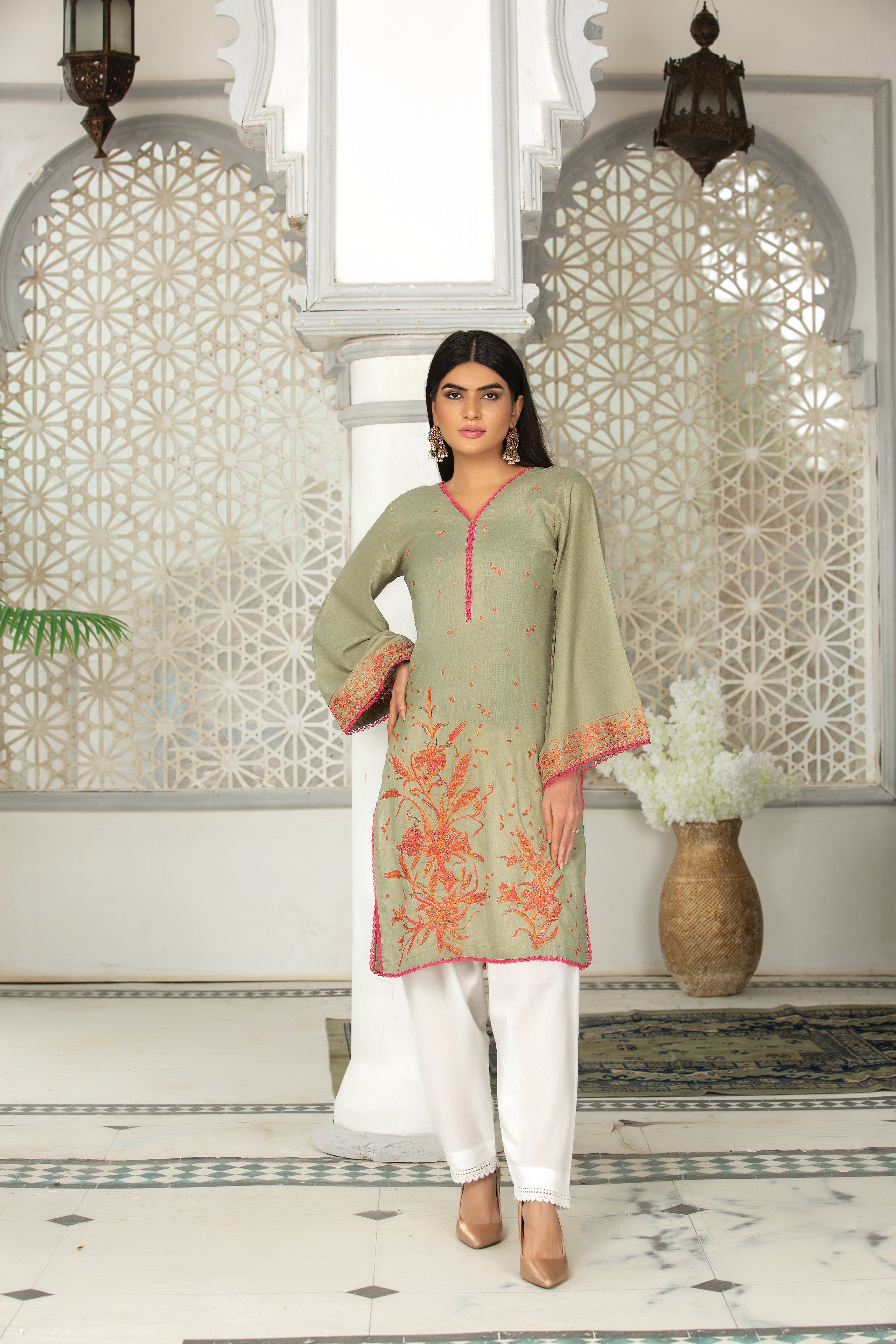 1 PIECE / EMBROIDERED SHIRT ONLY- COTTON NET
