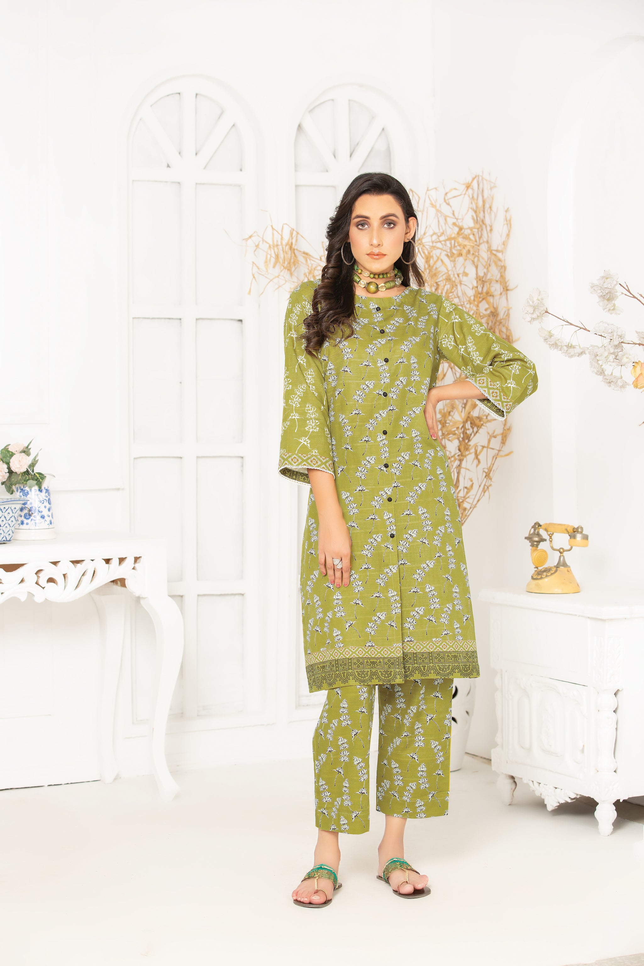 Unstitched Olive Khaddar 2 Piece - (Vol-07/11)2P-W-22-D-9 - SAFANOOR