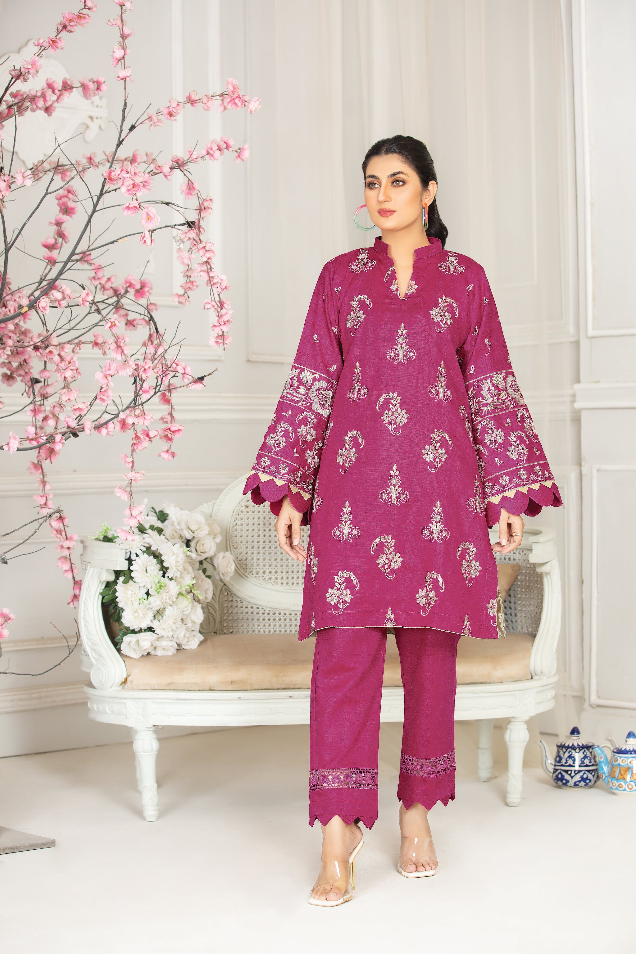 SAIJ COLLECTION / 2PCS / BAMBOO KHADDAR EMBROIDERED SHIRT AND DYED BAMBOO KHADDAR TROUSER NEW ARRIVALS WINTER 2022 BY SAFA NOOR